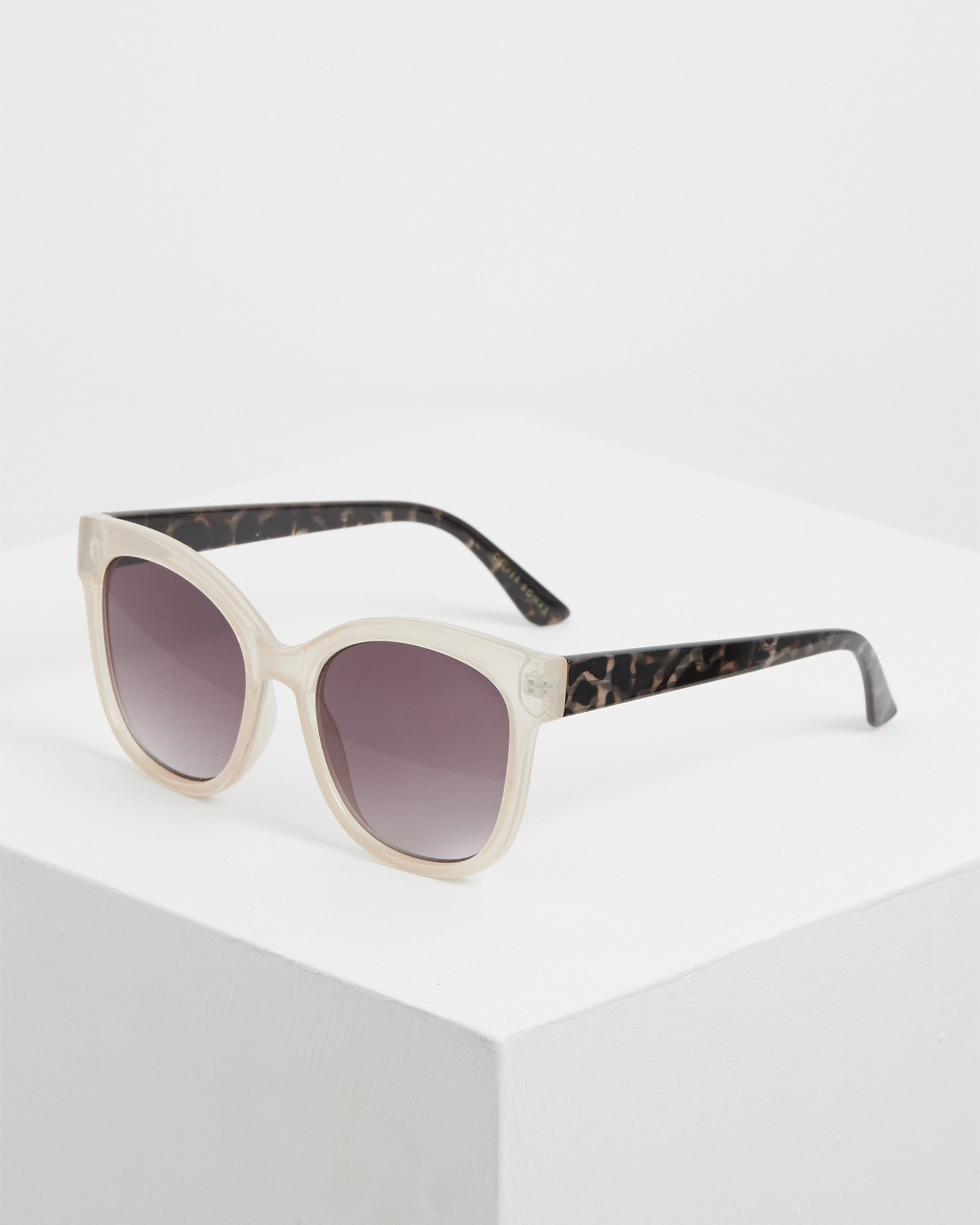 White And Faux Tortoiseshell Arm Square Sunglasses Oliver Bonas