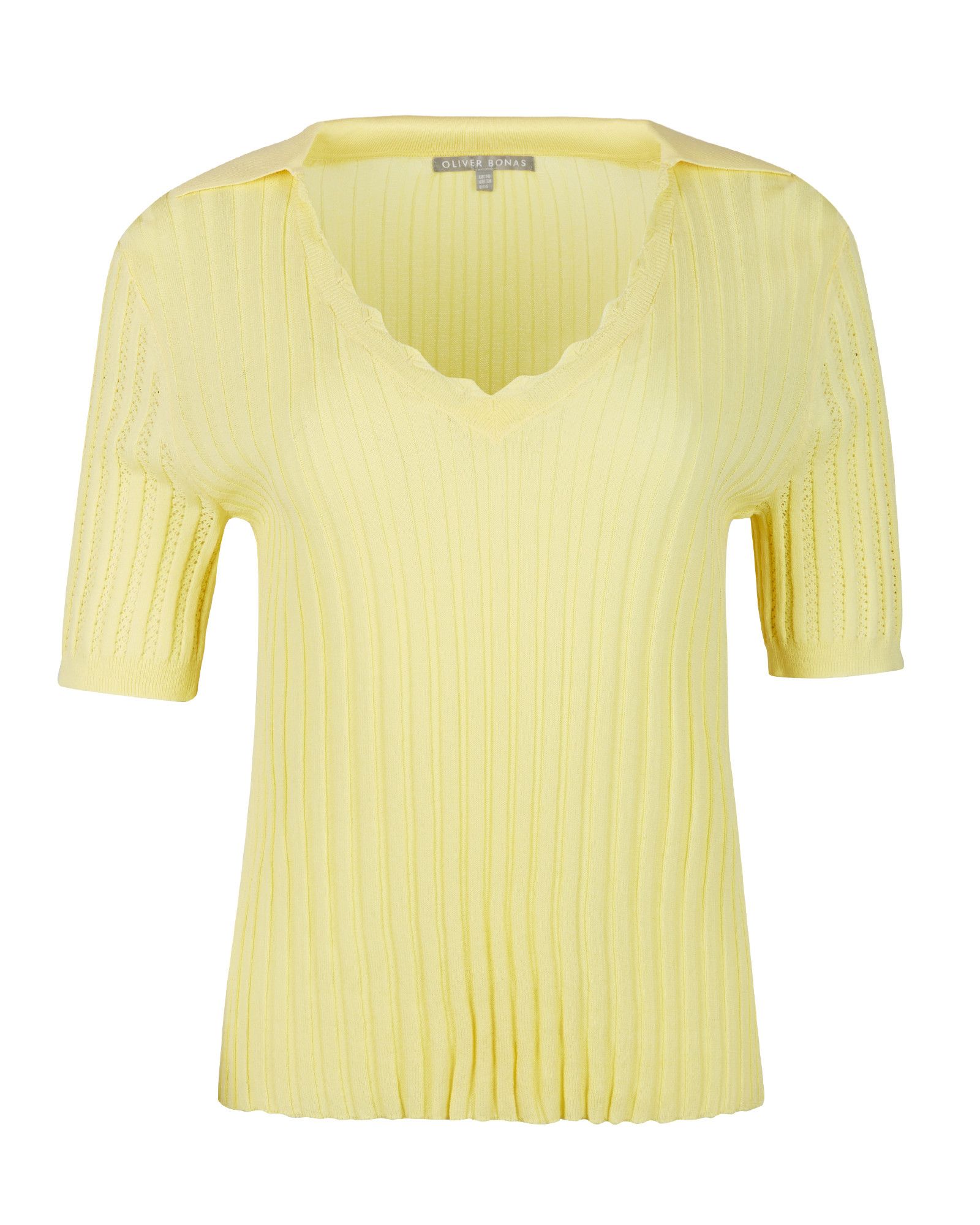 Ribbed Polo Collar Yellow Knitted Top | Oliver Bonas