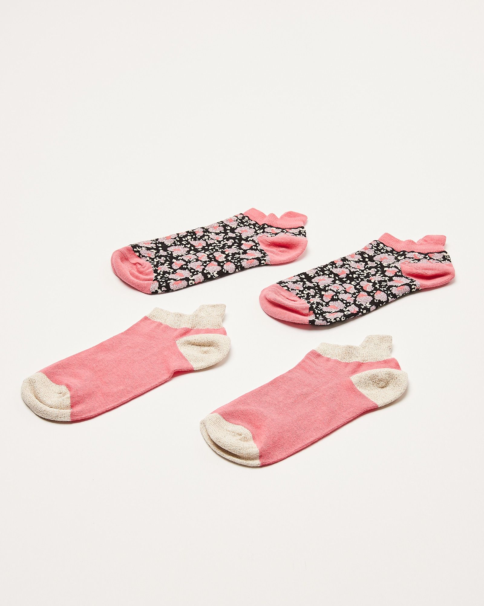 Floral Pink Trainer Socks Pack of Two | Oliver Bonas