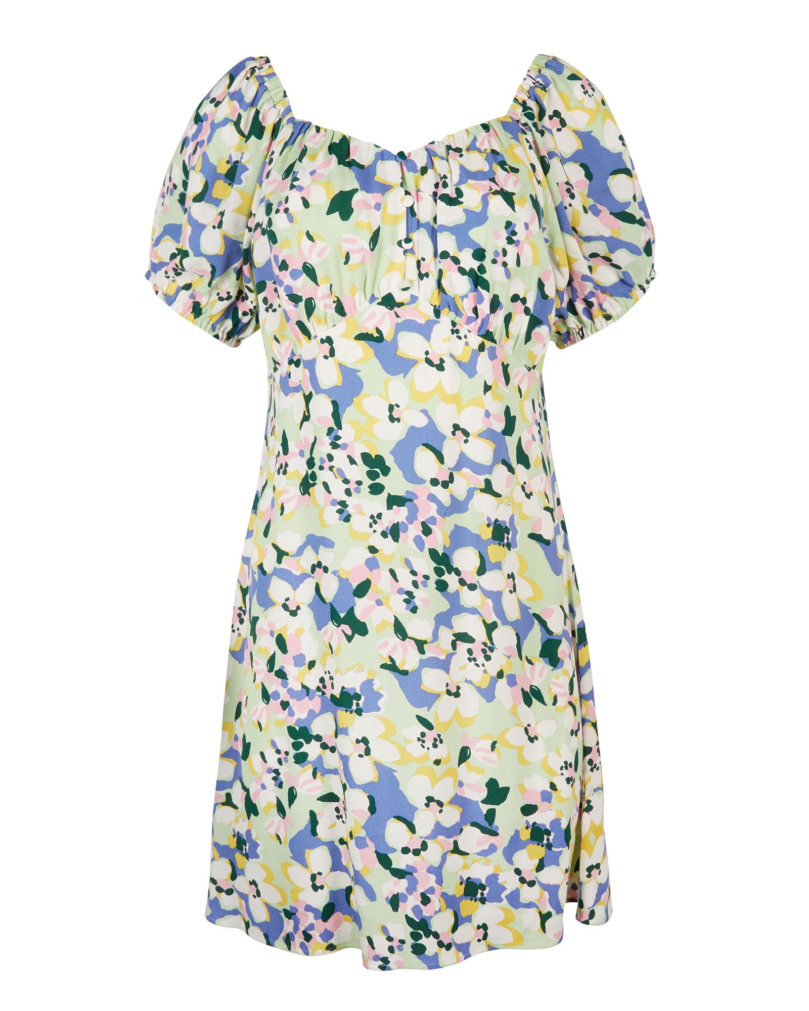 Floral Print Green & Blue Mini Dress | Oliver Bonas