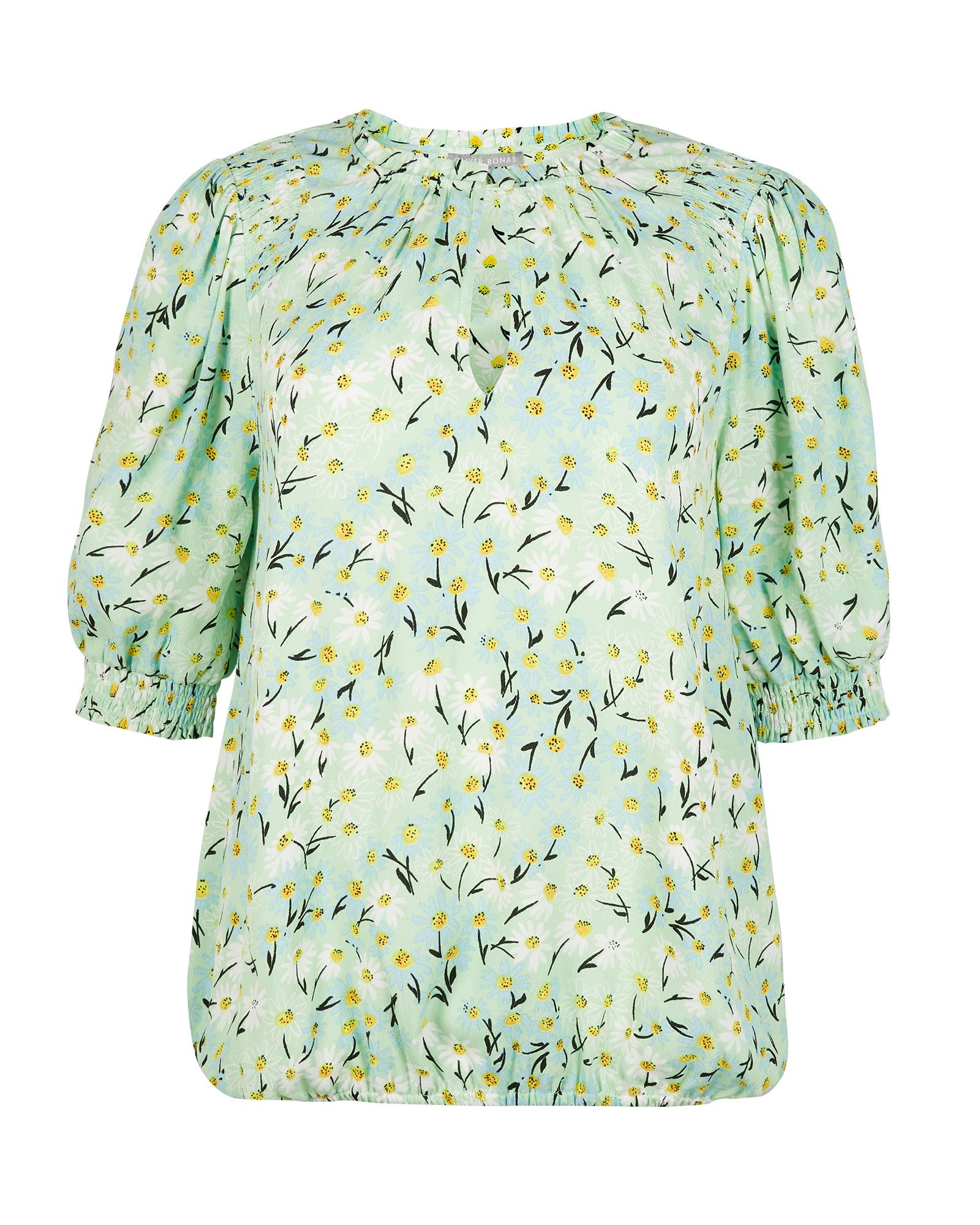 Vintage Daisy Floral Print Green Blouse | Oliver Bonas