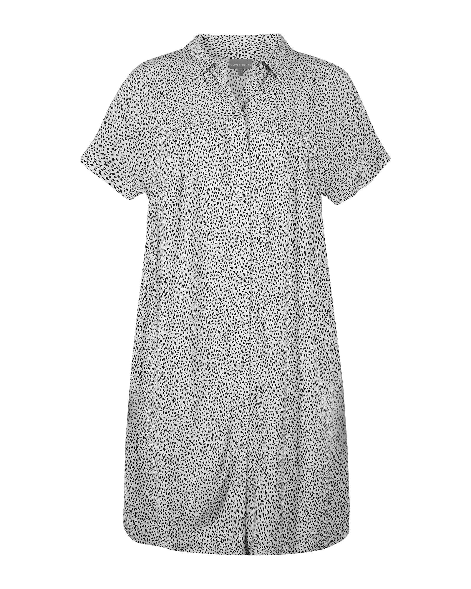 Dot Print White Mini Shirt Dress | Oliver Bonas