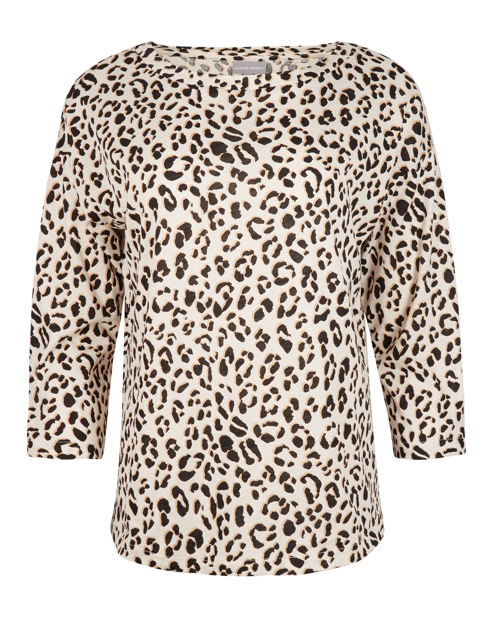 Neutral Animal Print Brown Jersey Top | Oliver Bonas