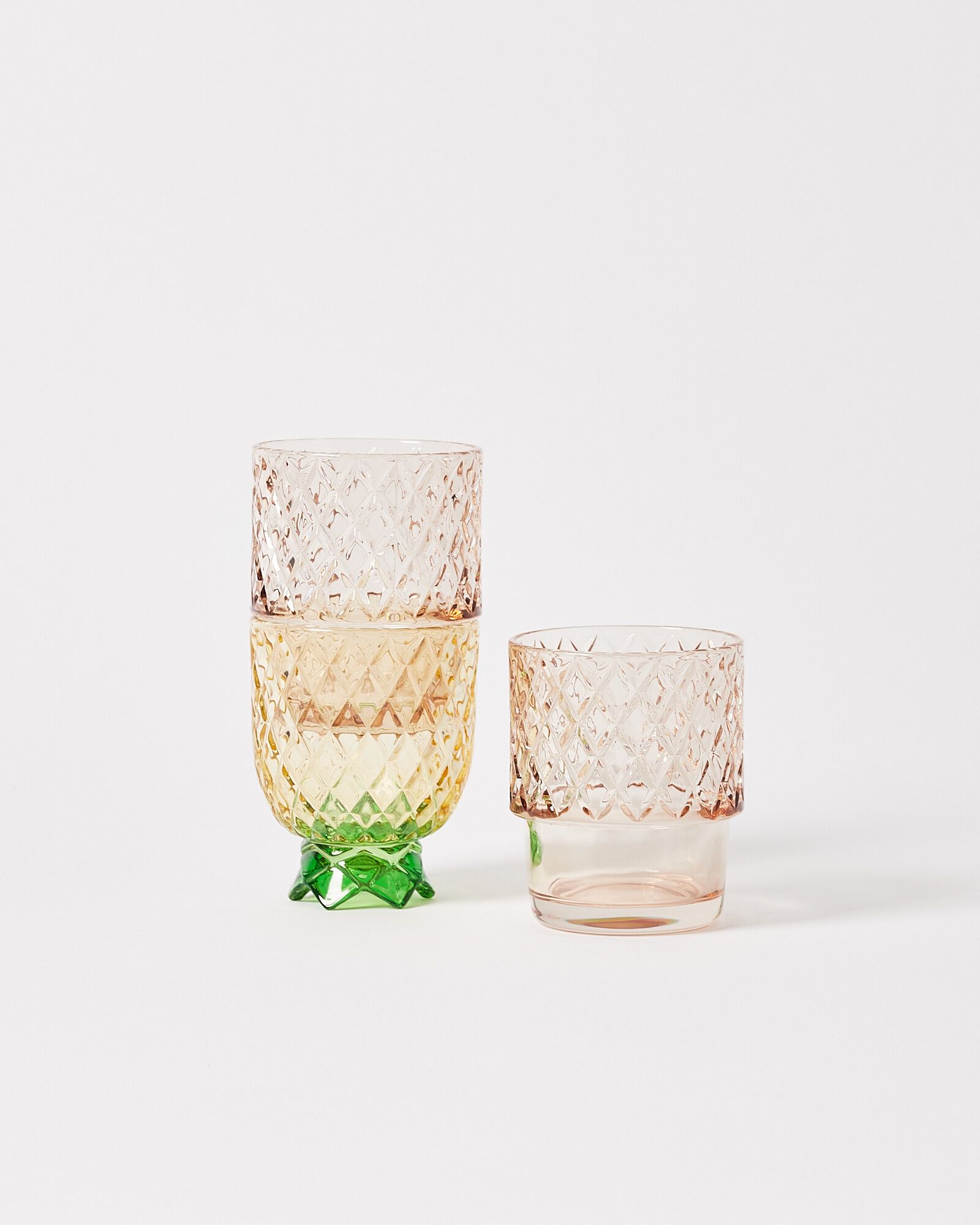 Pineapple Stacking Glass Tumblers Set of Three | Oliver Bonas