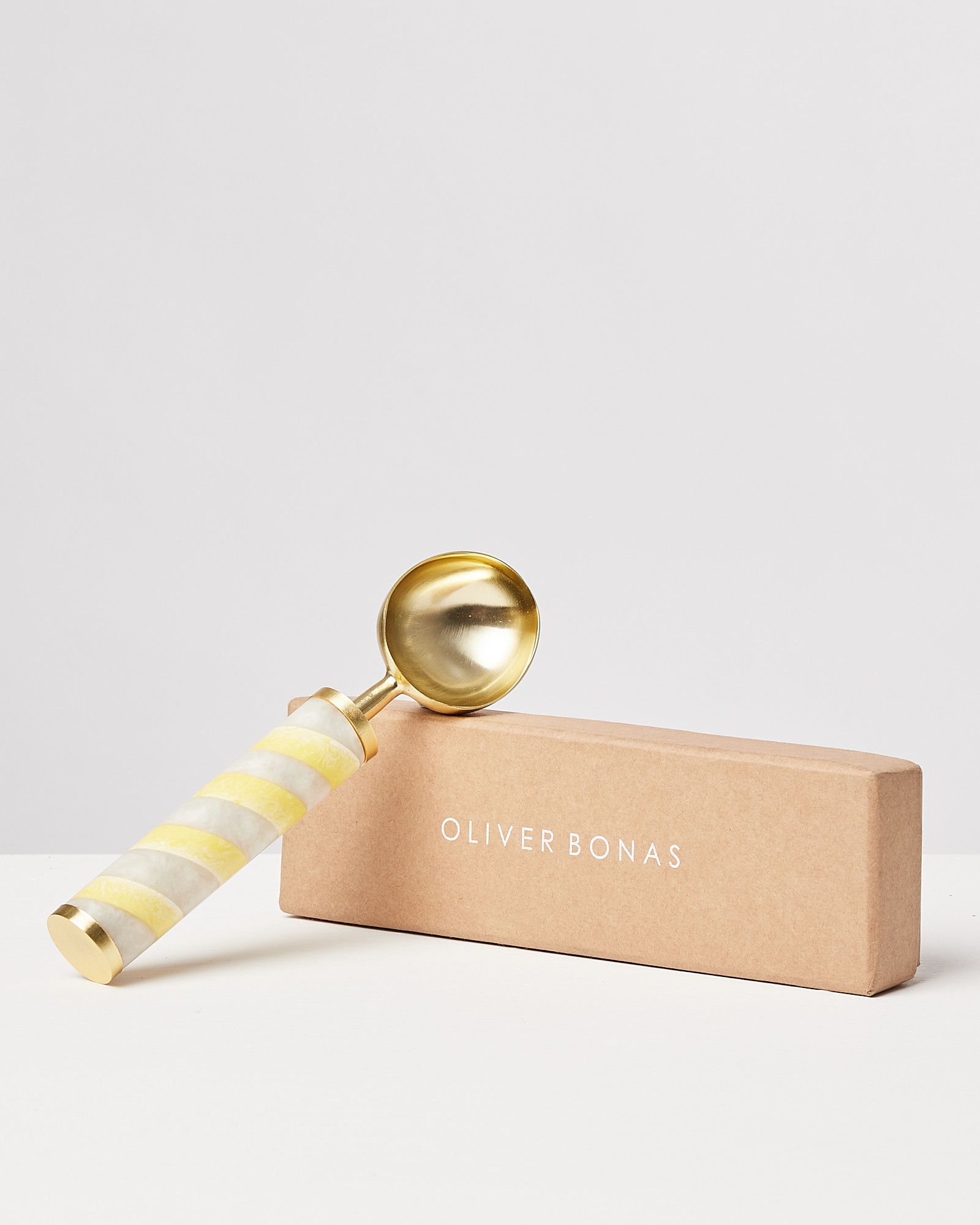 Gold Metal Candy Stripe Ice Cream Scoop | Oliver Bonas