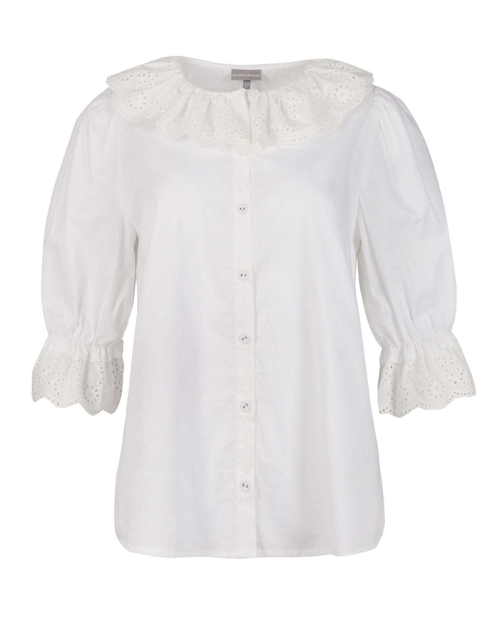 Broderie Collar & Cuff White Shirt | Oliver Bonas