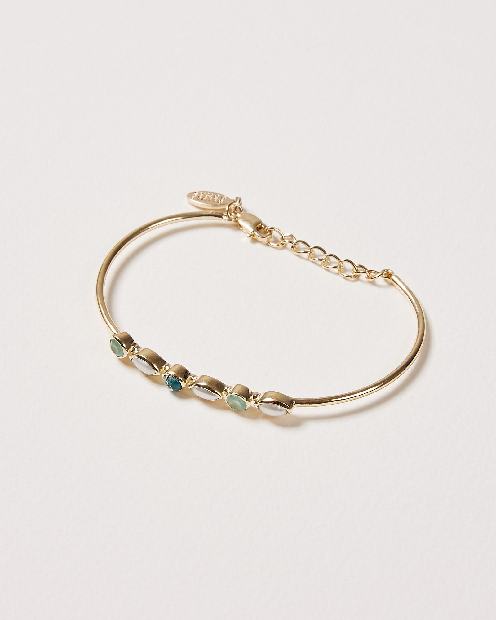 Ayan Mixed Stones Gold Plated Bangle | Oliver Bonas