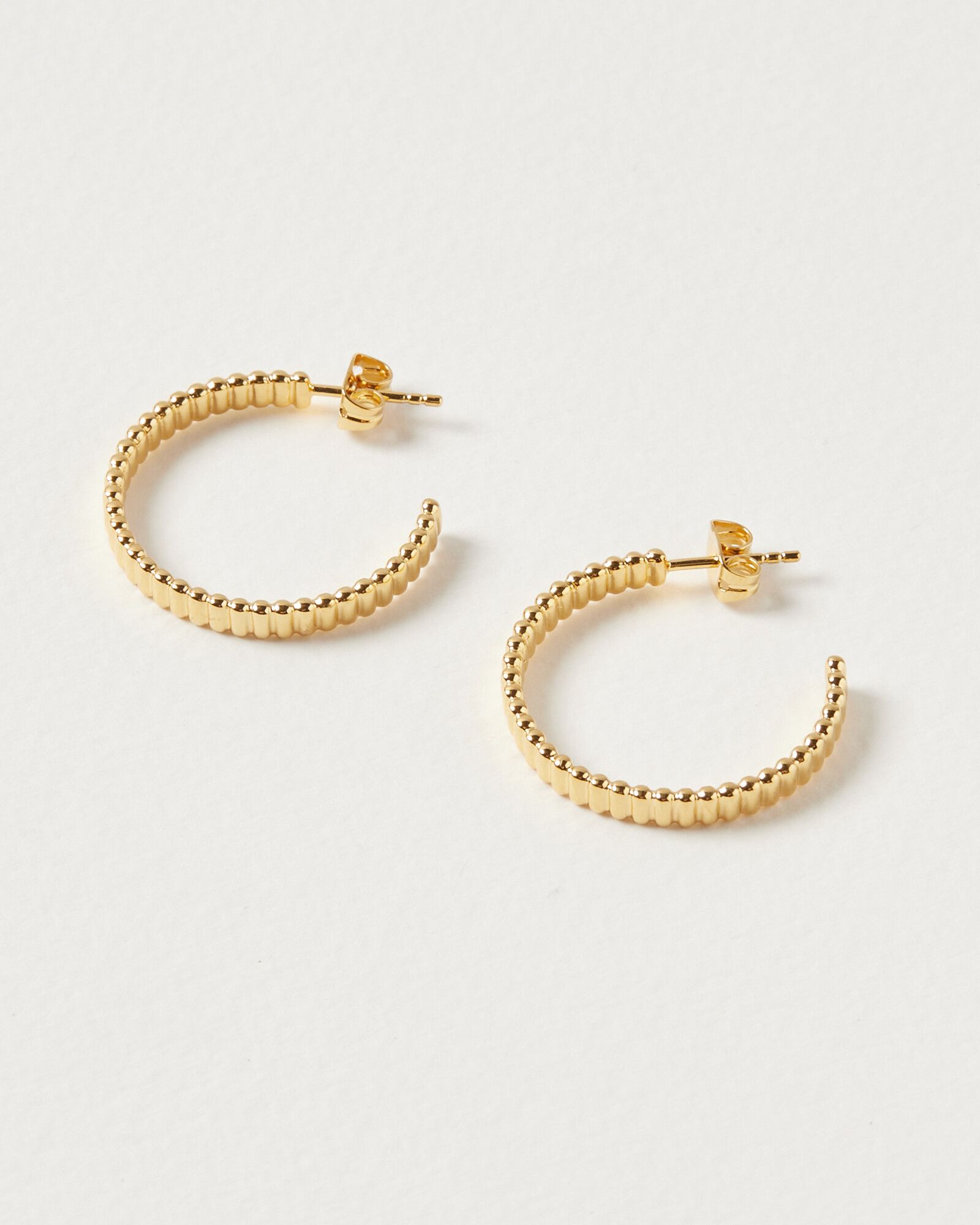 Dusk Line Detail Gold Plated Hoop Earrings | Oliver Bonas
