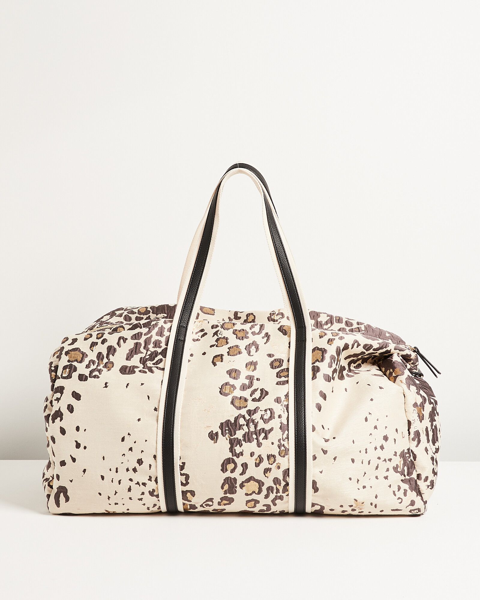 Monochrome Leopard Spot Jacquard Black Weekend Bag | Oliver Bonas