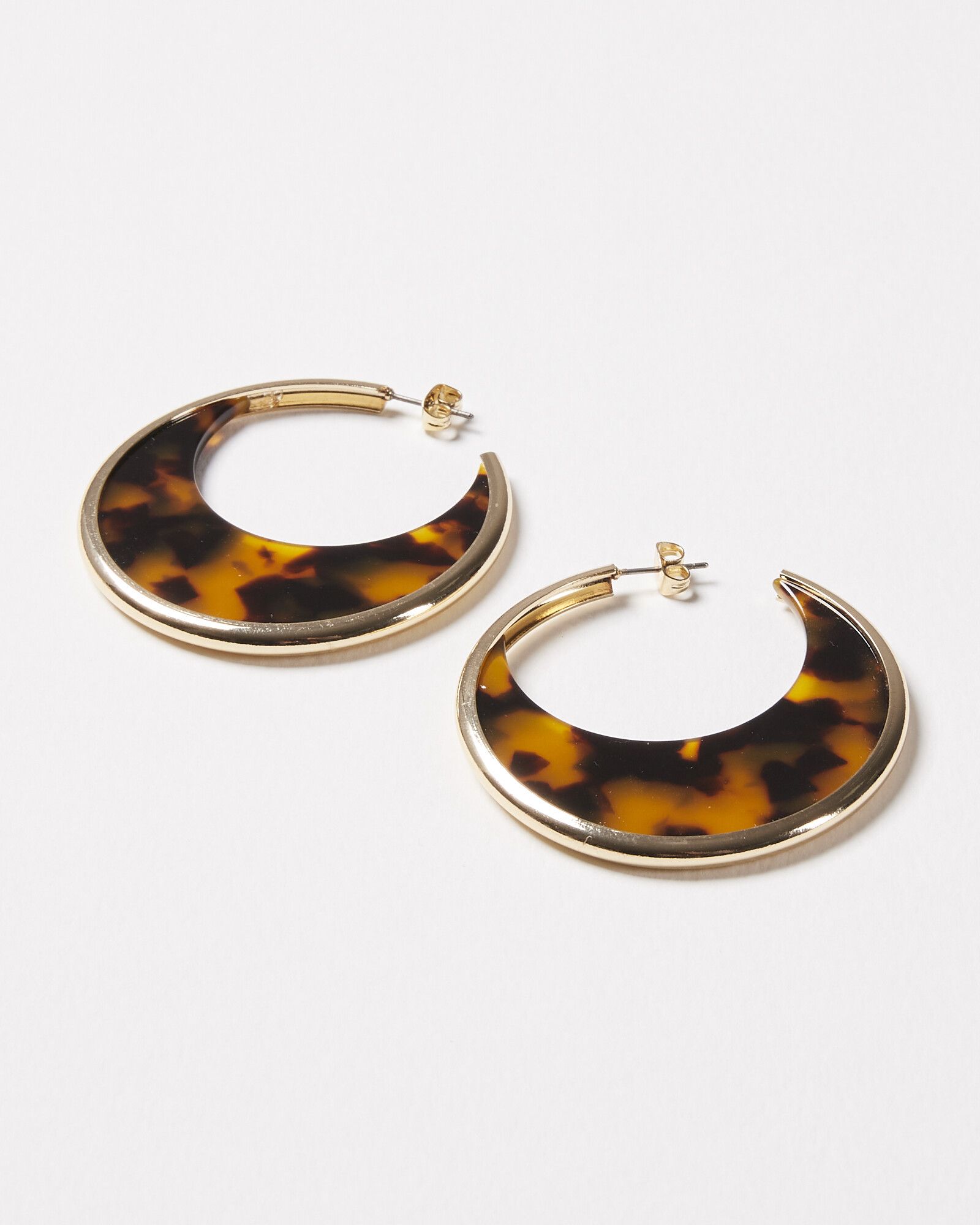 Knightley Gold & Tortoiseshell Resin Hoop Earrings | Oliver Bonas US