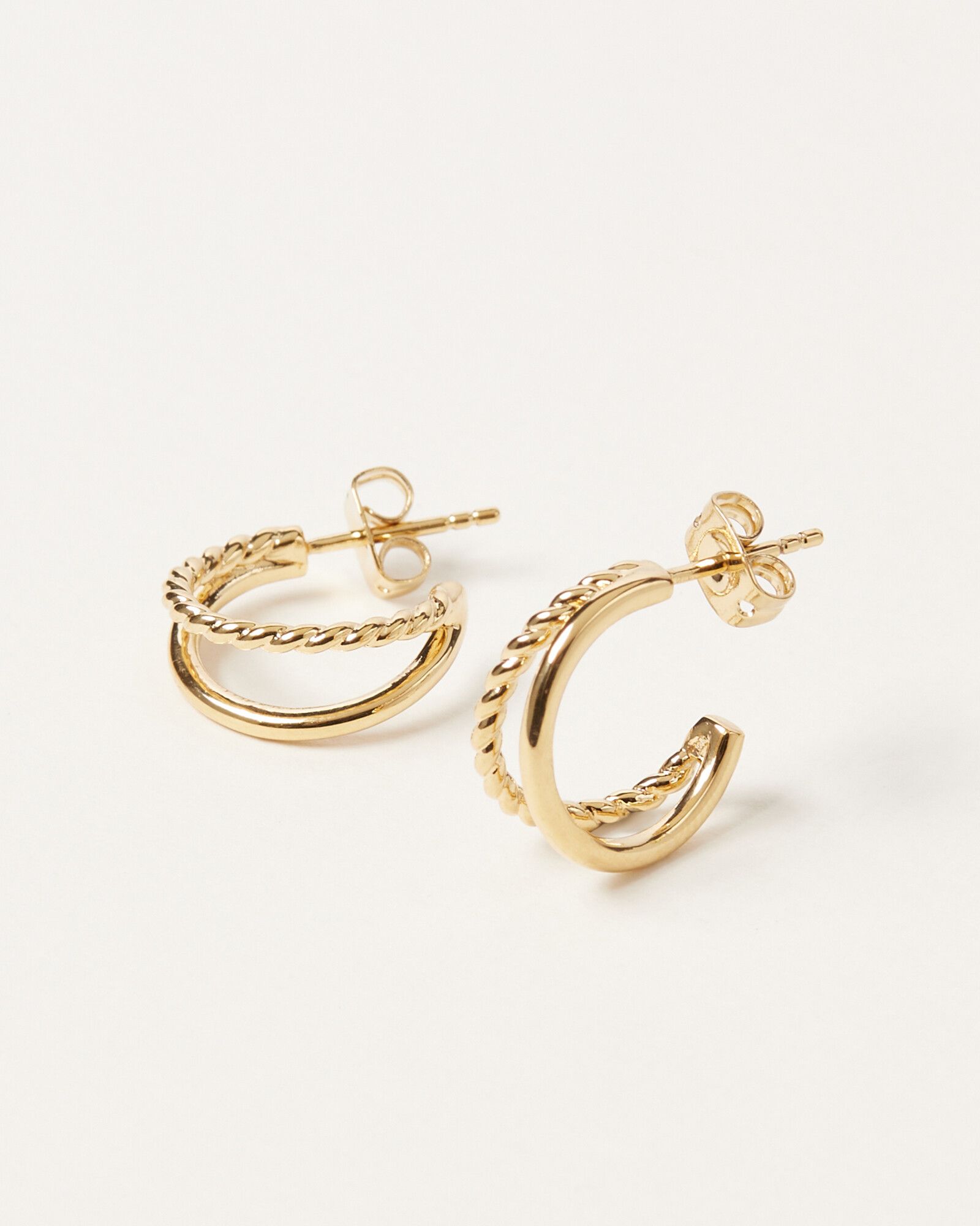 Zarina Twisted Double Row Gold Plated Hoop Earrings | Oliver Bonas