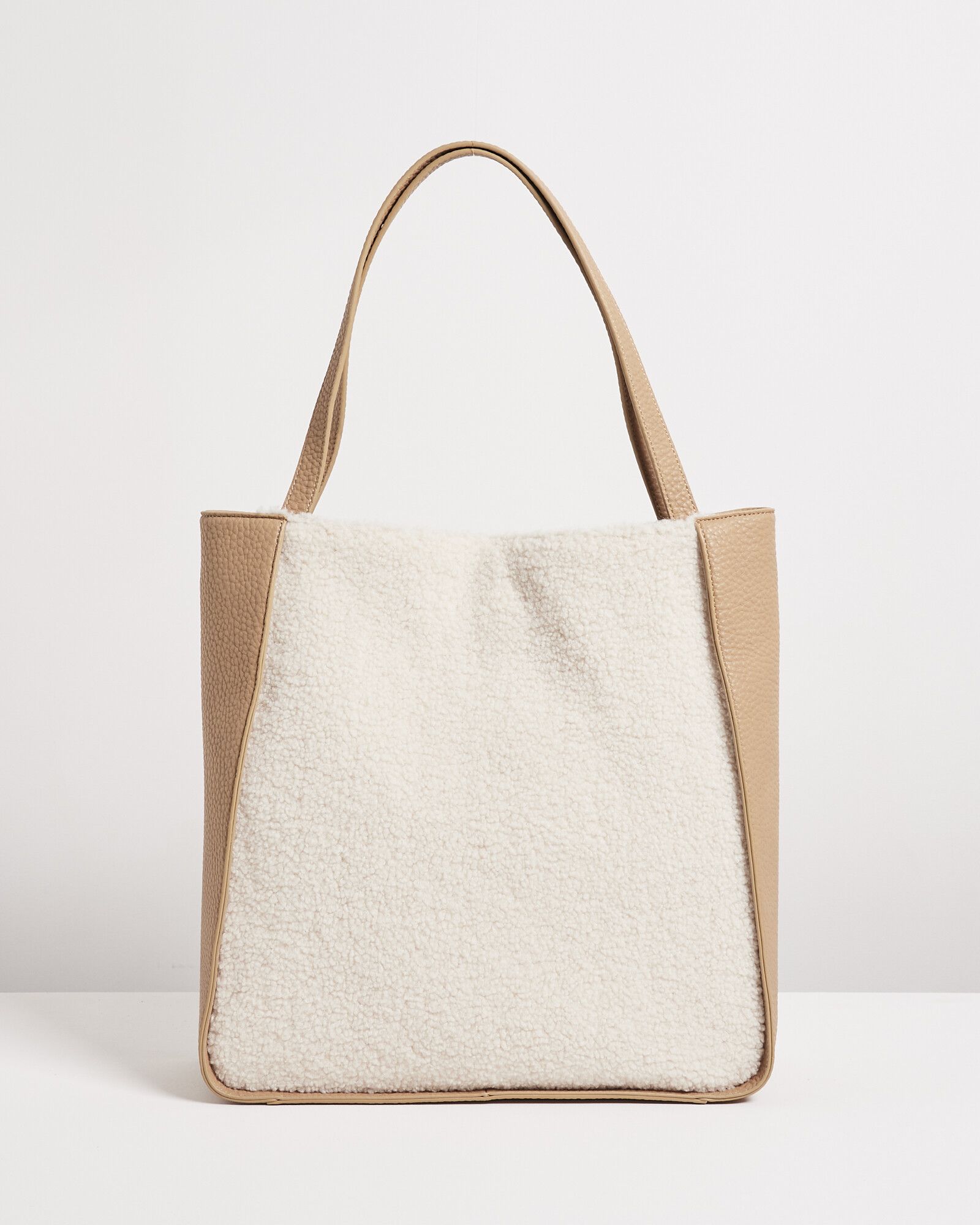 Faux Shearling & Brown Panel Tote Bag | Oliver Bonas