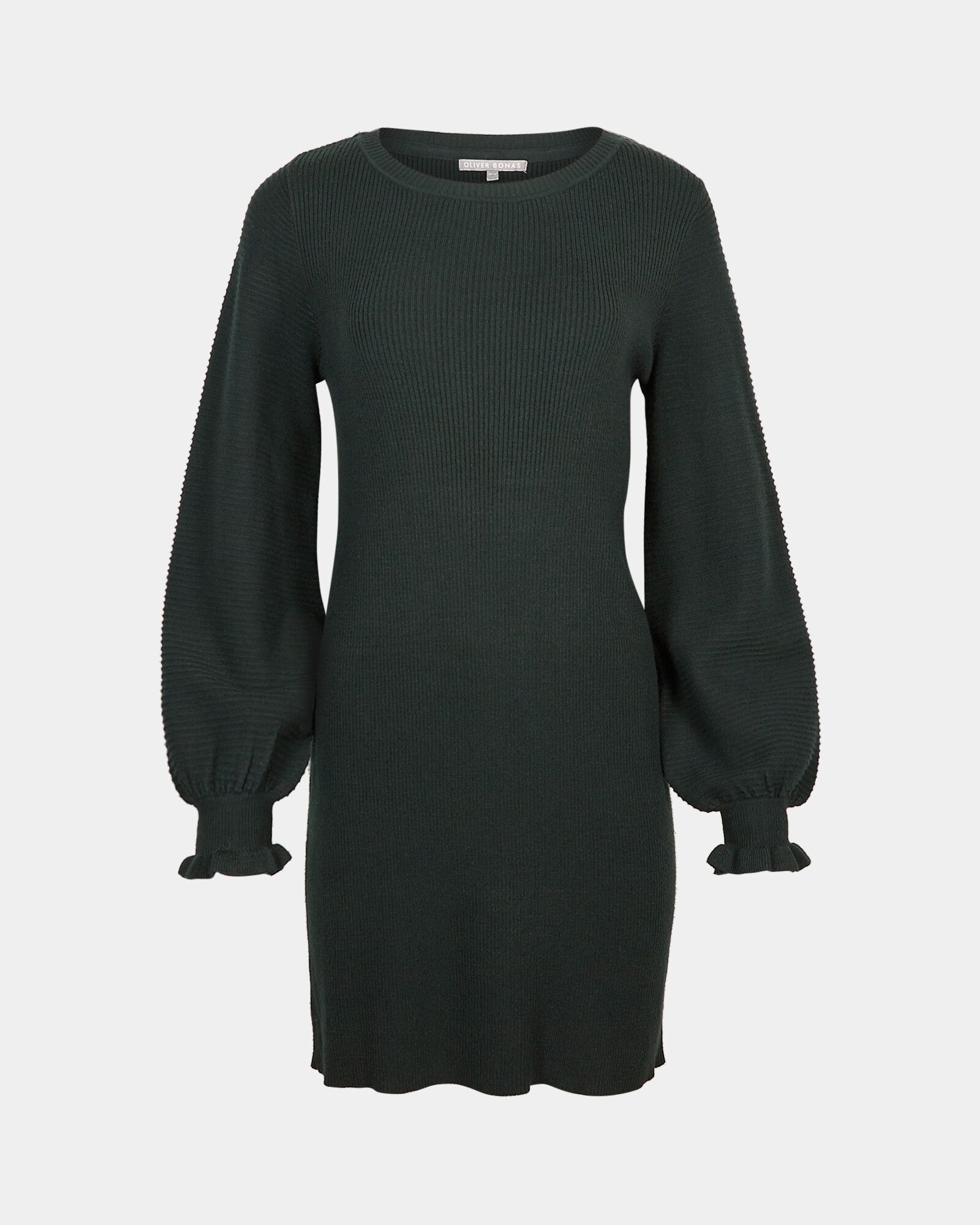 green knitted jumper dress