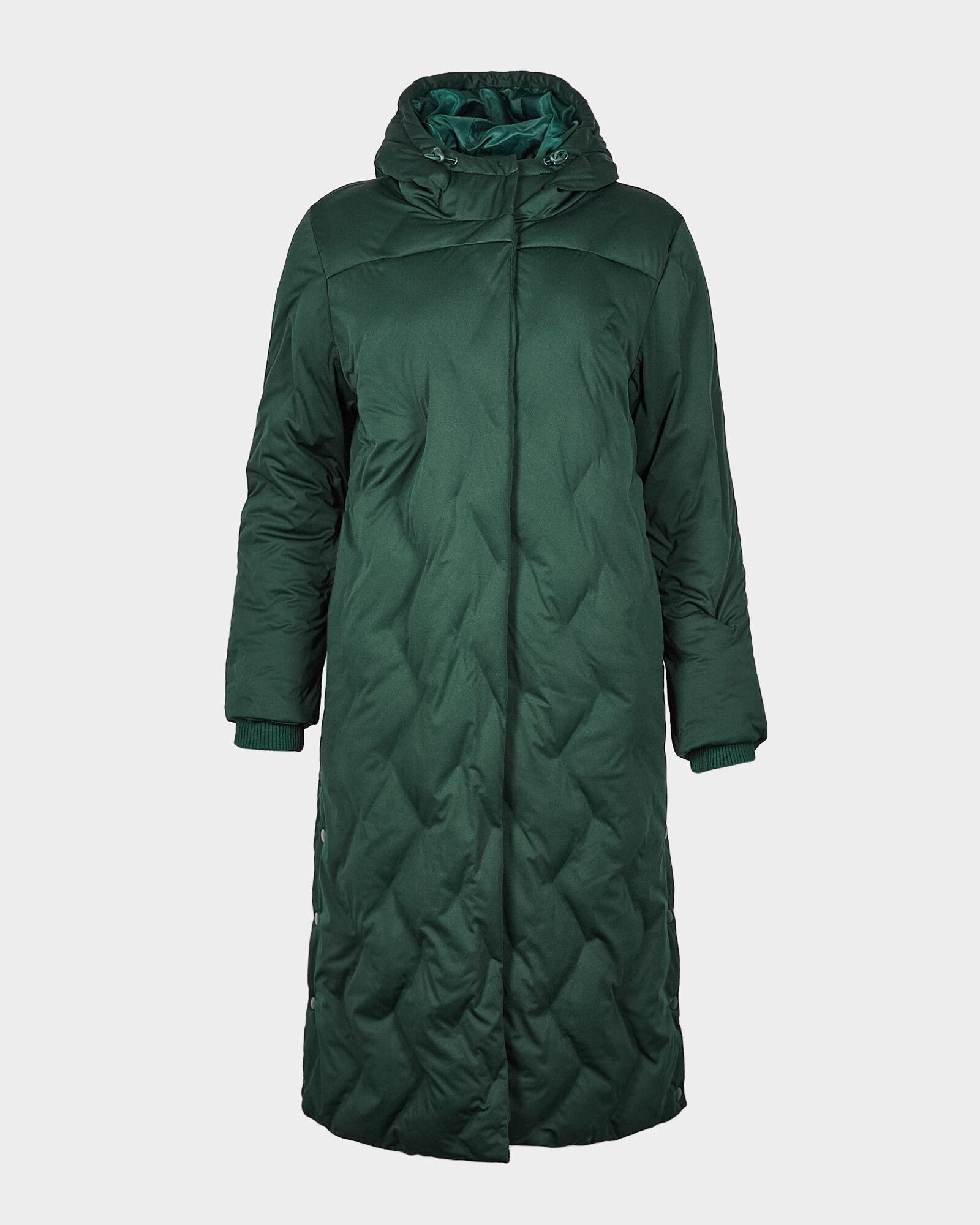 Longline Hooded Green Puffer Coat | Oliver Bonas