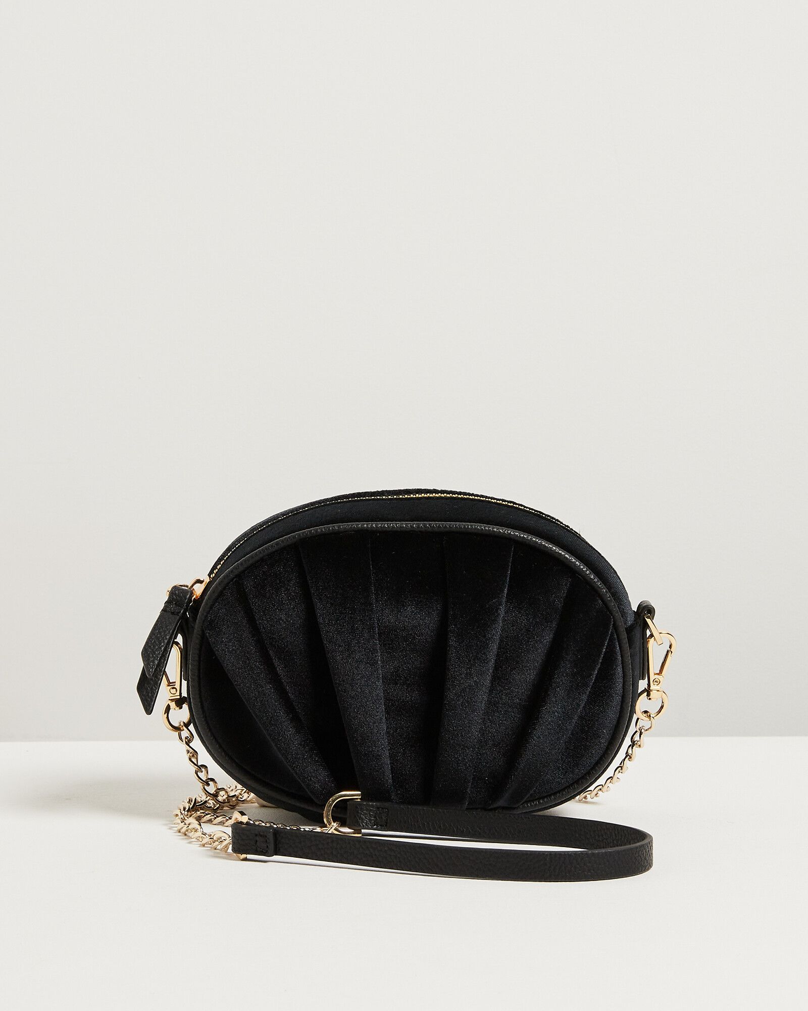 Ana Oval Velvet Pleated Crossbody Oliver Bonas