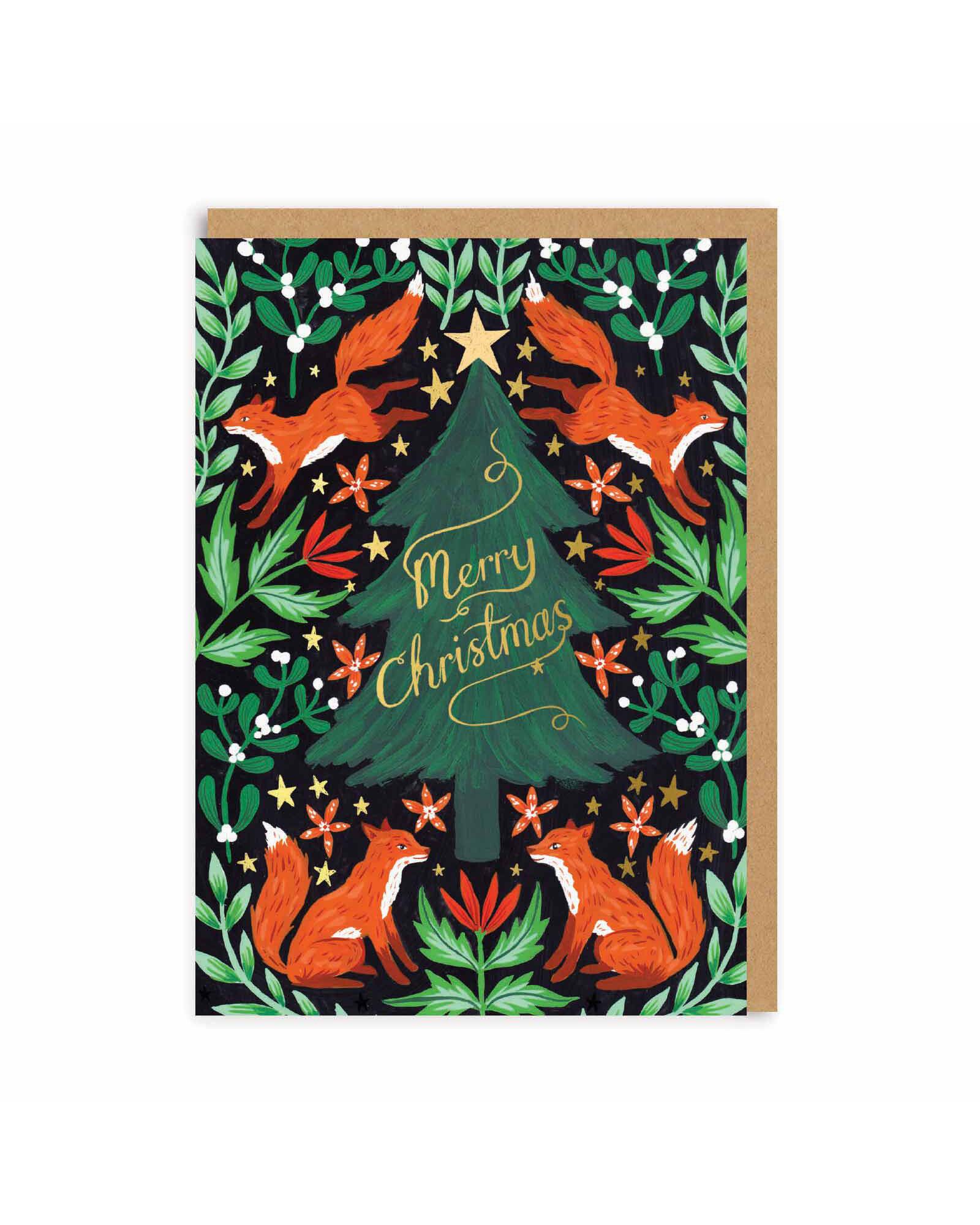 Fox Christmas Tree Christmas Card Oliver Bonas