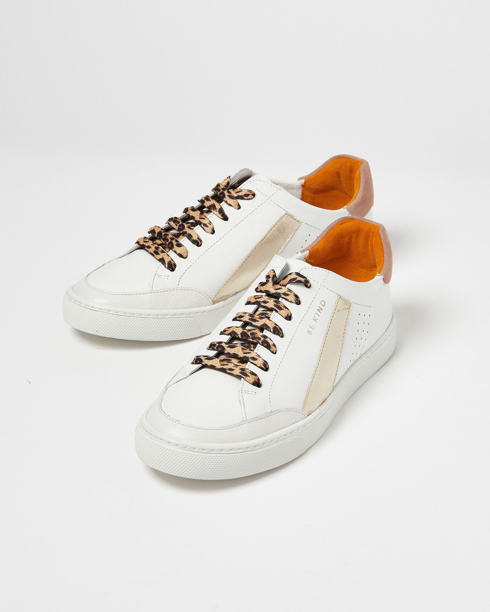 Gold Sun Ray Shimmer & Animal Print Laces Leather Trainers | Oliver ...