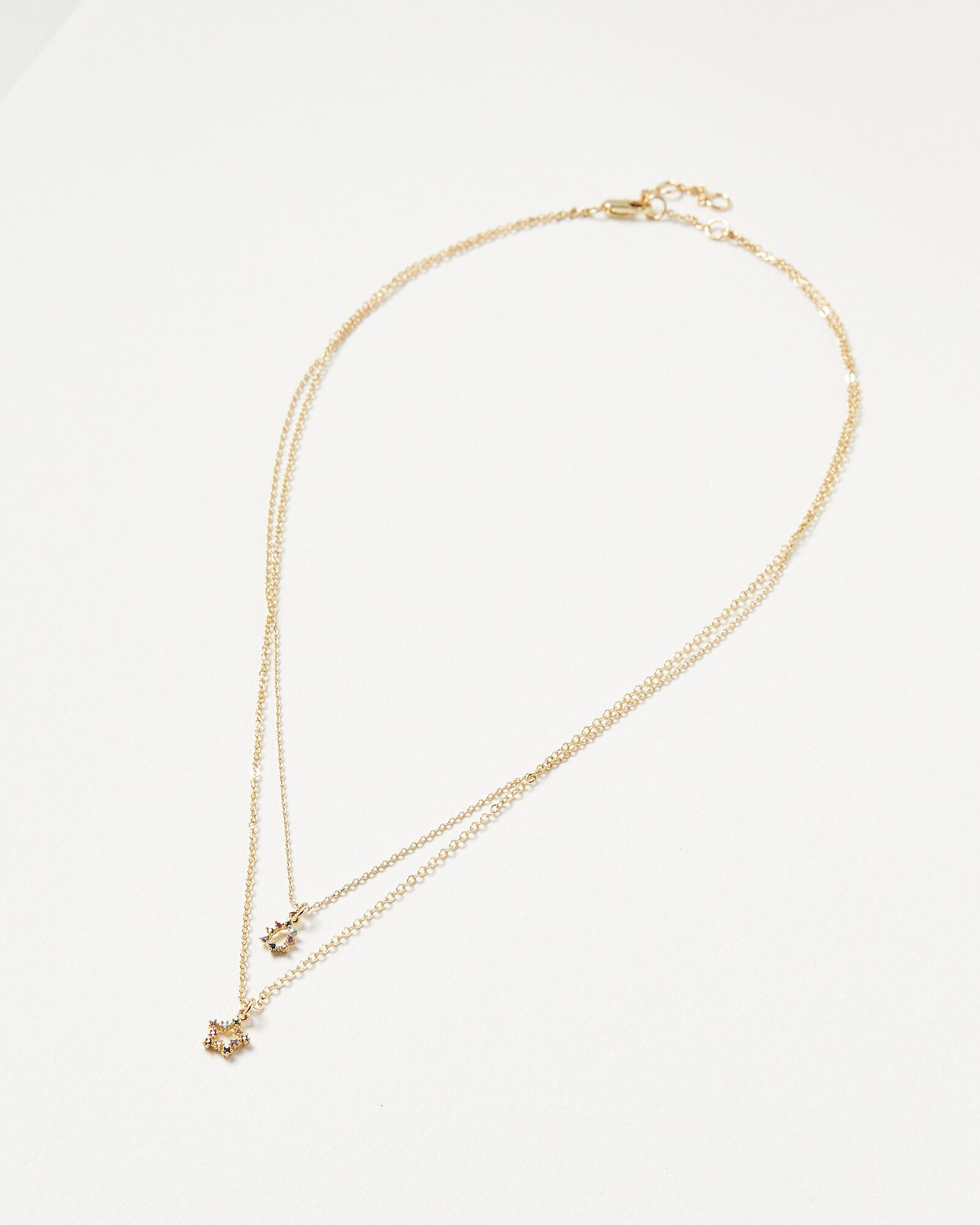 Kamaria Stars & Teardrop Gem Inlay Layered Necklace | Oliver Bonas