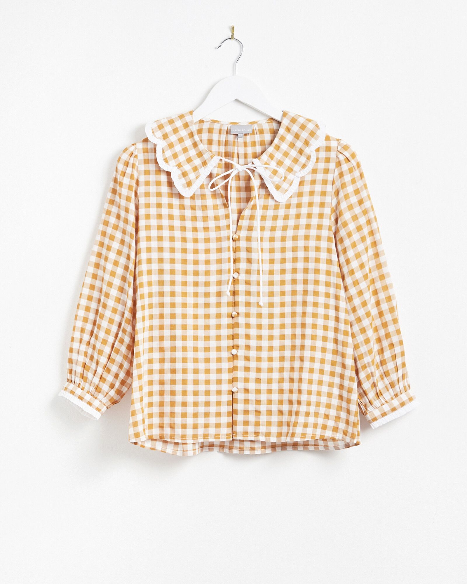 Check Print Ochre Yellow Shirt | Oliver Bonas