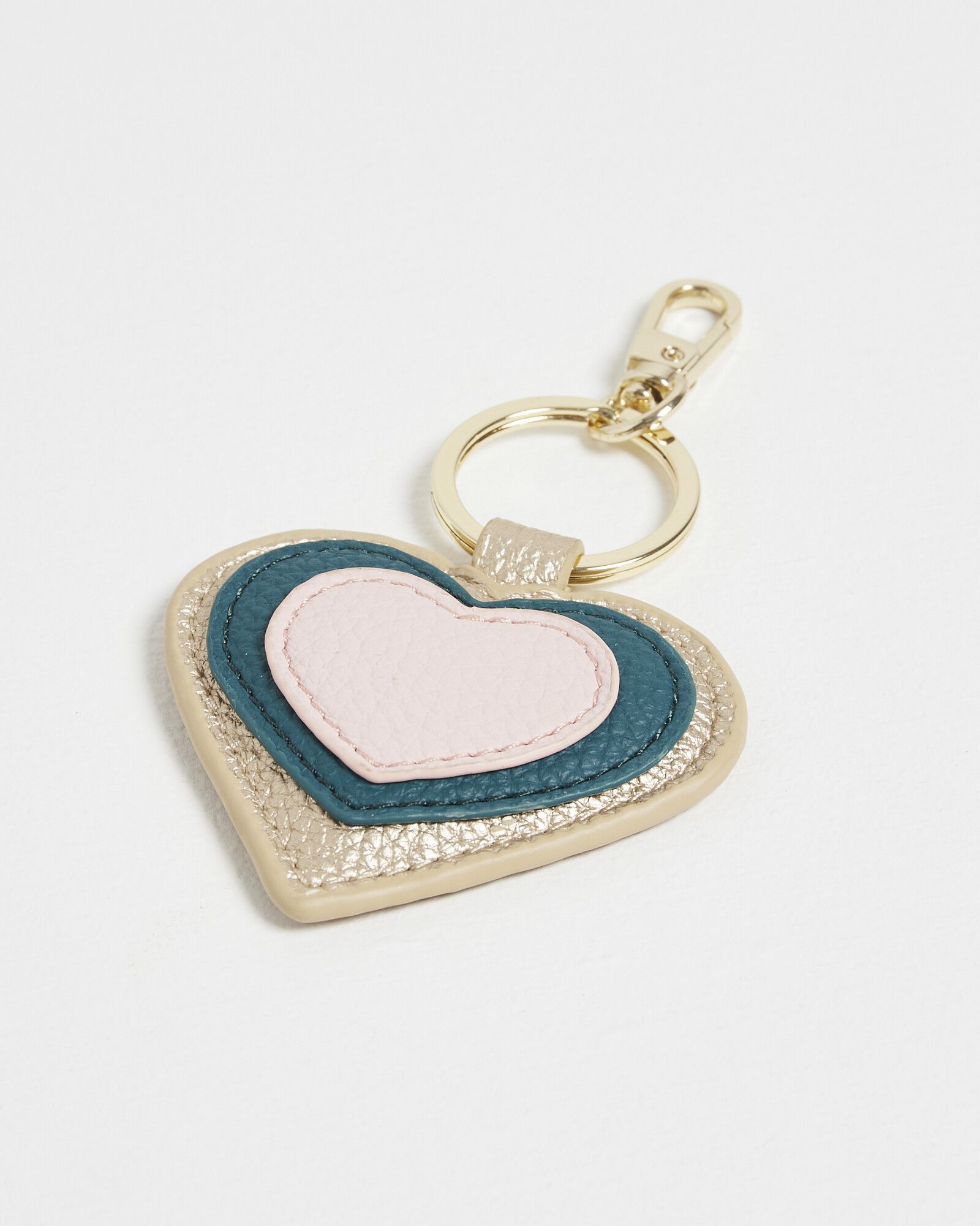 Heart Gold & Green Keyring | Oliver Bonas