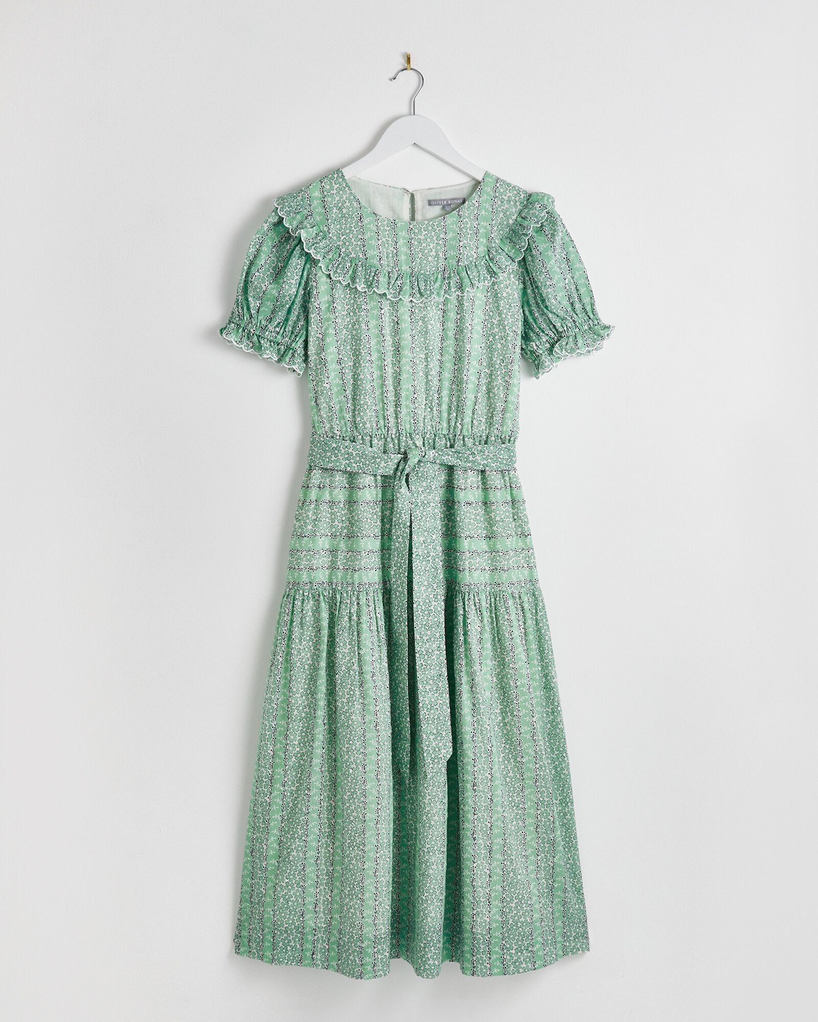 Daisy Stripe Print Green Midi Dress Oliver Bonas