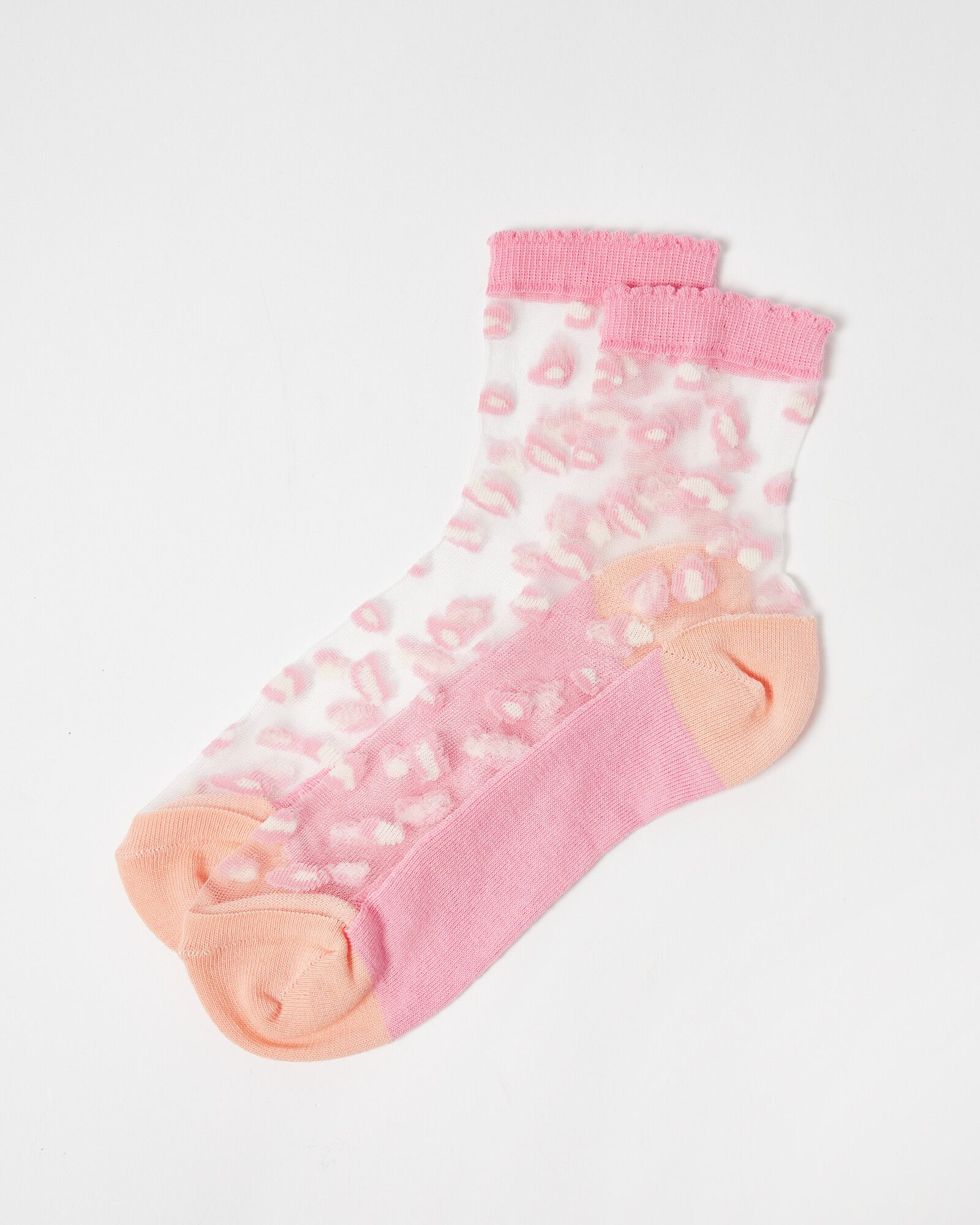 Animal Pink Sheer Ankle Socks | Oliver Bonas
