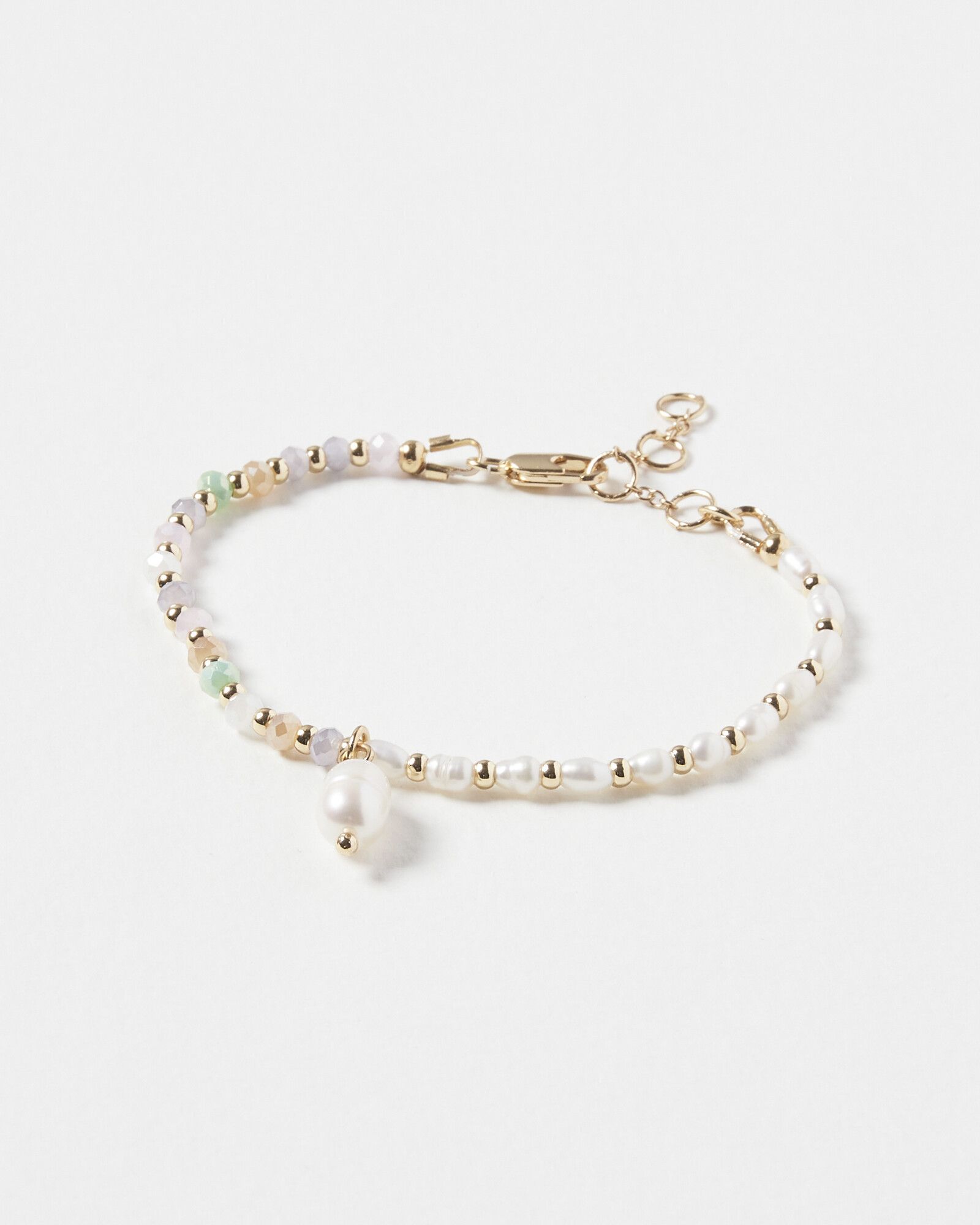 Alaia Pearl & Half Beaded Chain Pearl Drop Bracelet | Oliver Bonas