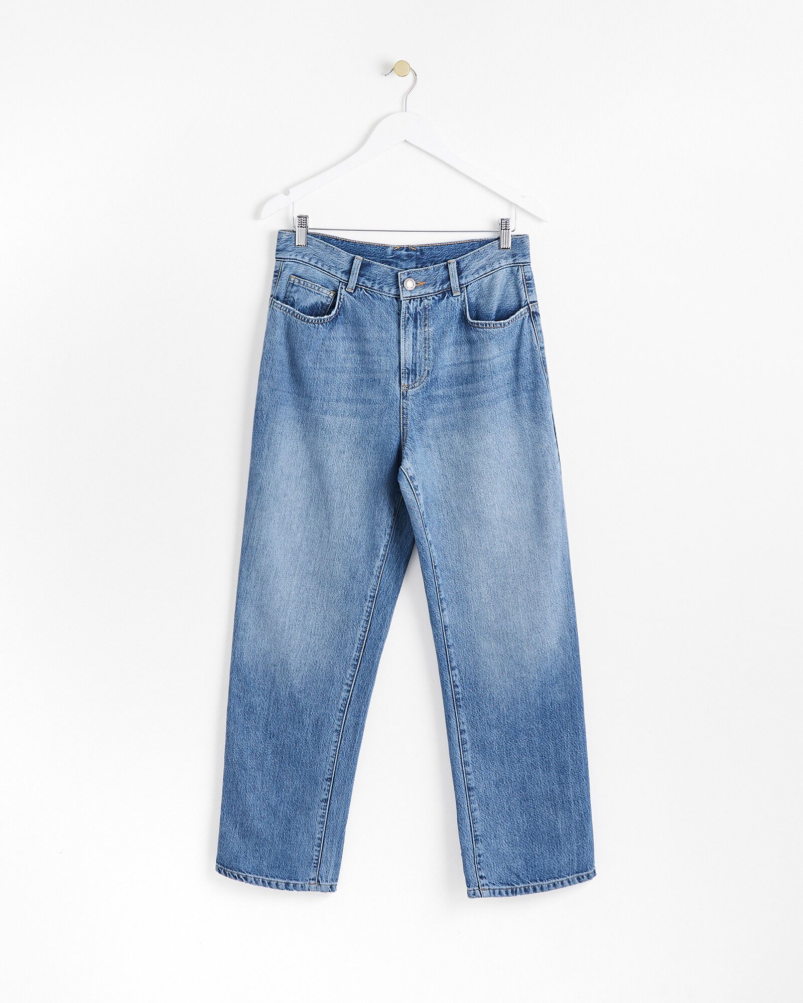 Mid Wash Blue Denim Straight Leg Jeans | Oliver Bonas