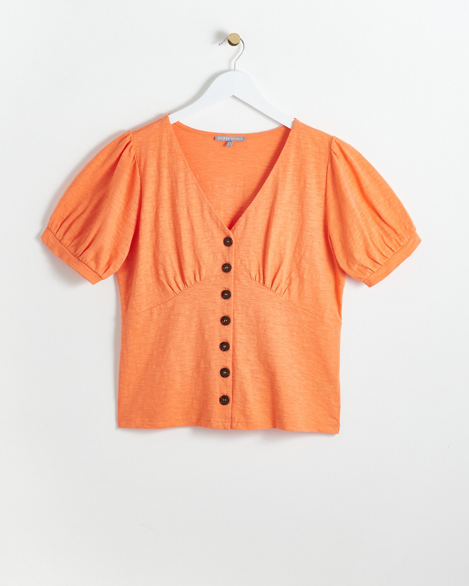 Button Through Orange T-Shirt | Oliver Bonas