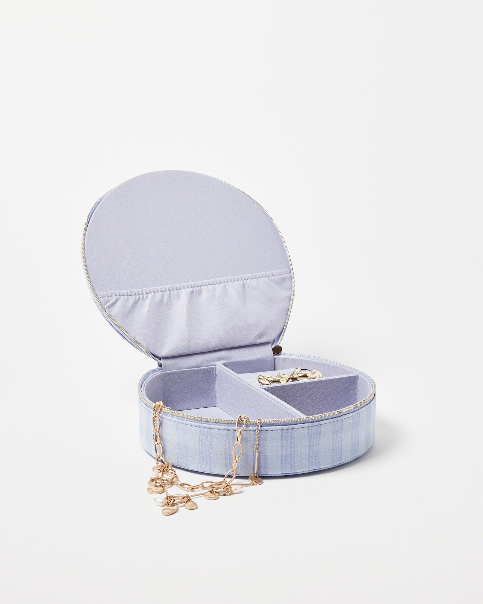 Orange Gingham Round Travel Jewellery Box Oliver Bonas IE