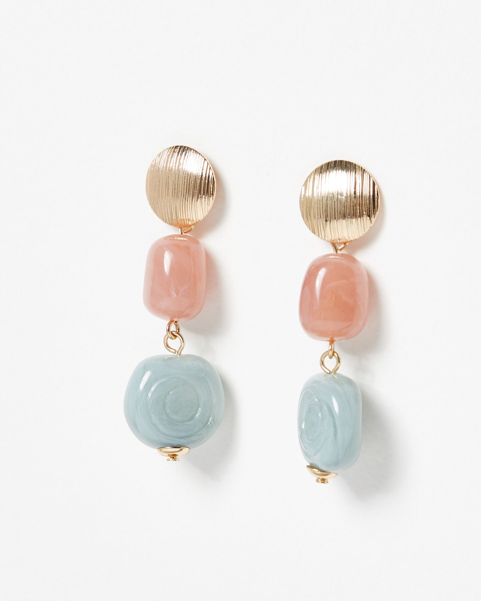 Ilaria Golden Disc Stones Stud Earrings | Oliver Bonas