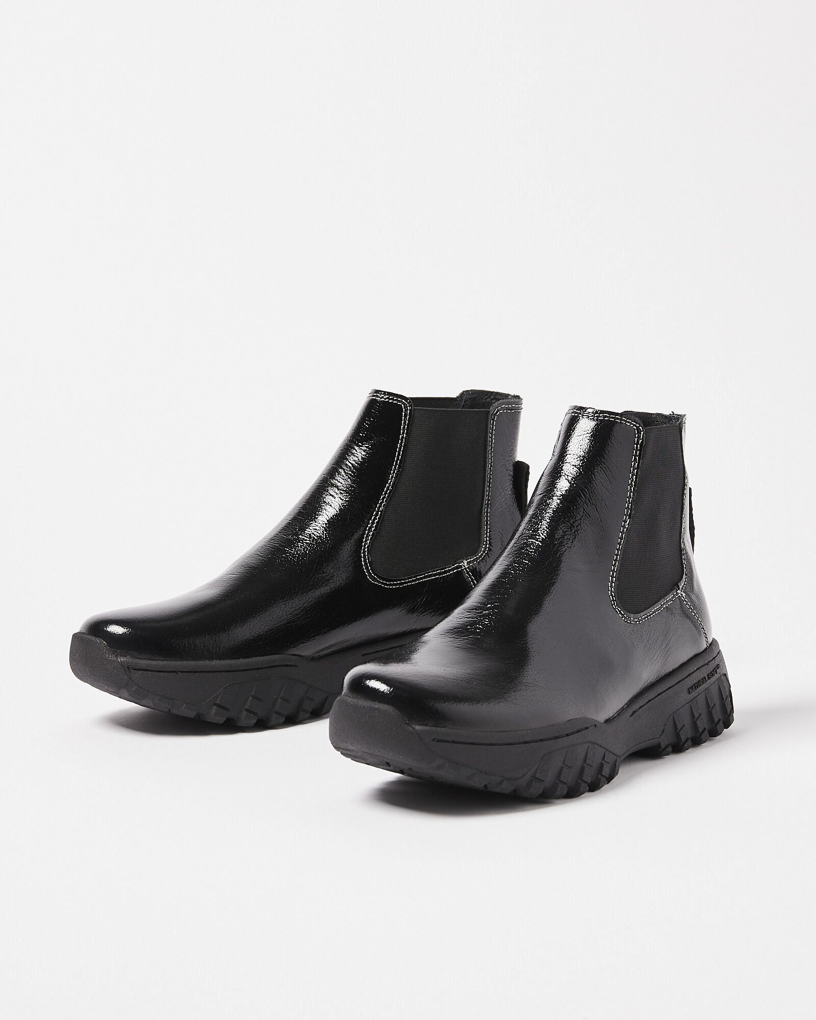 Woden Elena Patent Black Ankle Boots | Oliver Bonas