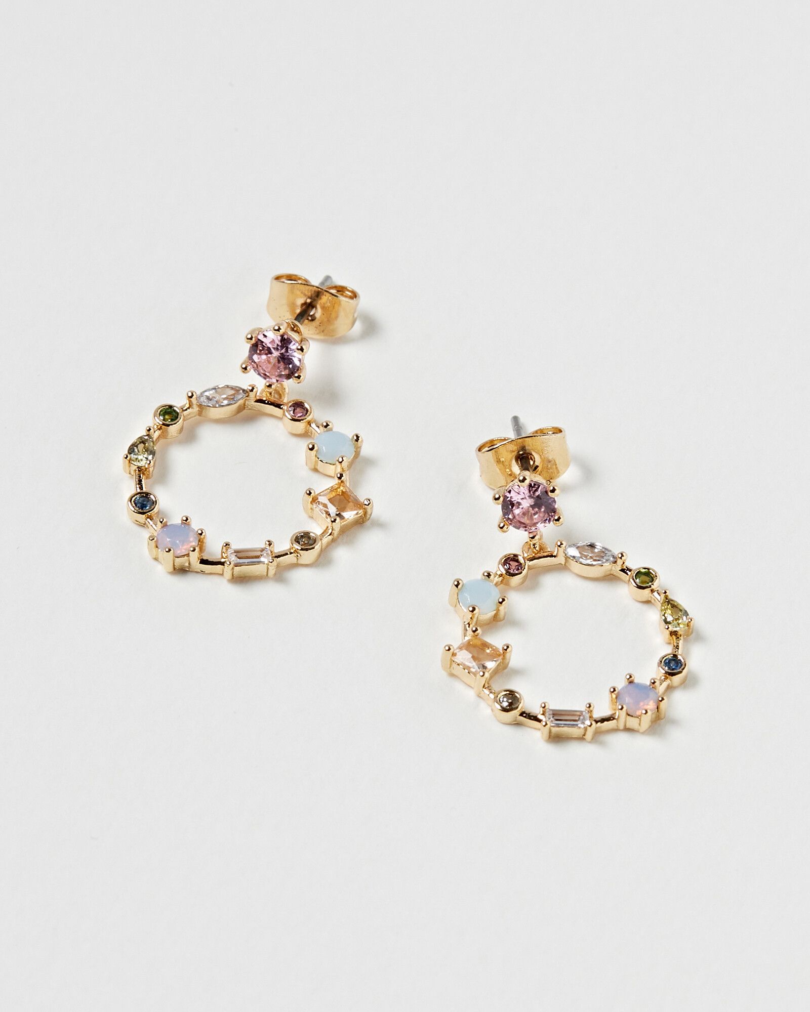 Florence Stone Inlay Circular Drop Earrings | Oliver Bonas