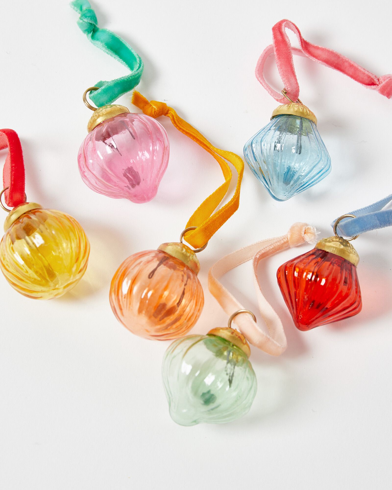 Multi Coloured Glass Baubles Set of Six Mini Oliver Bonas