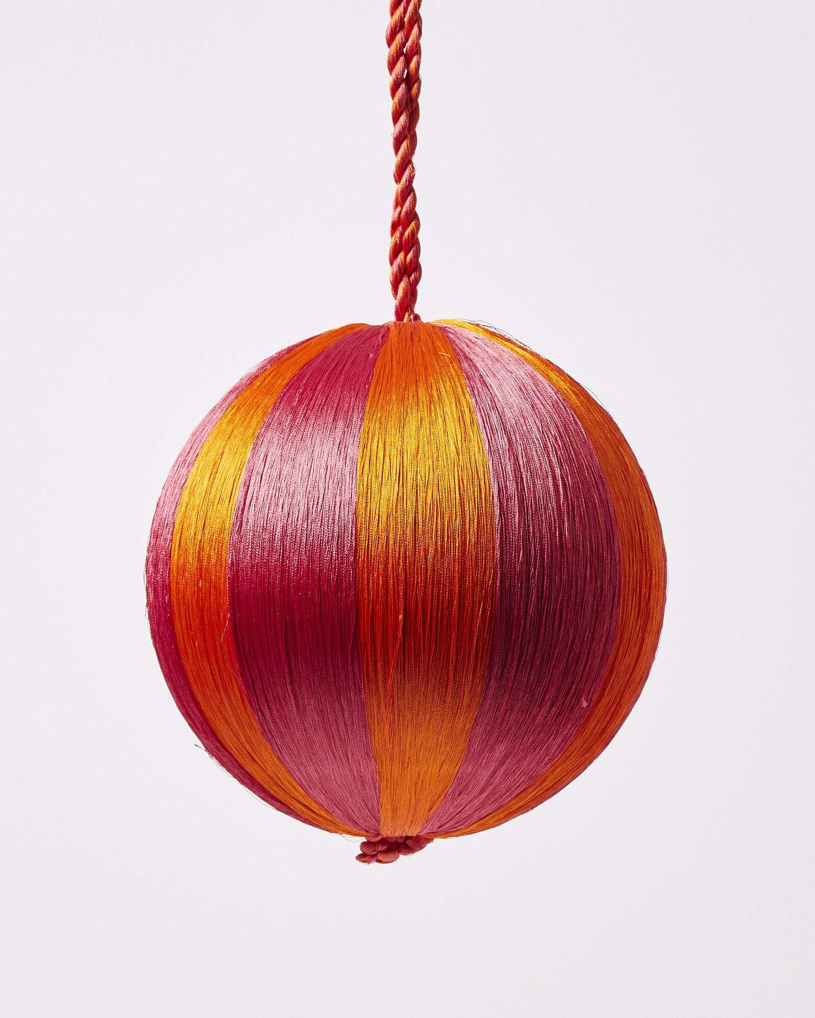 Wrapped Thread Pink & Orange Christmas Tree Bauble Extra Large | Oliver ...