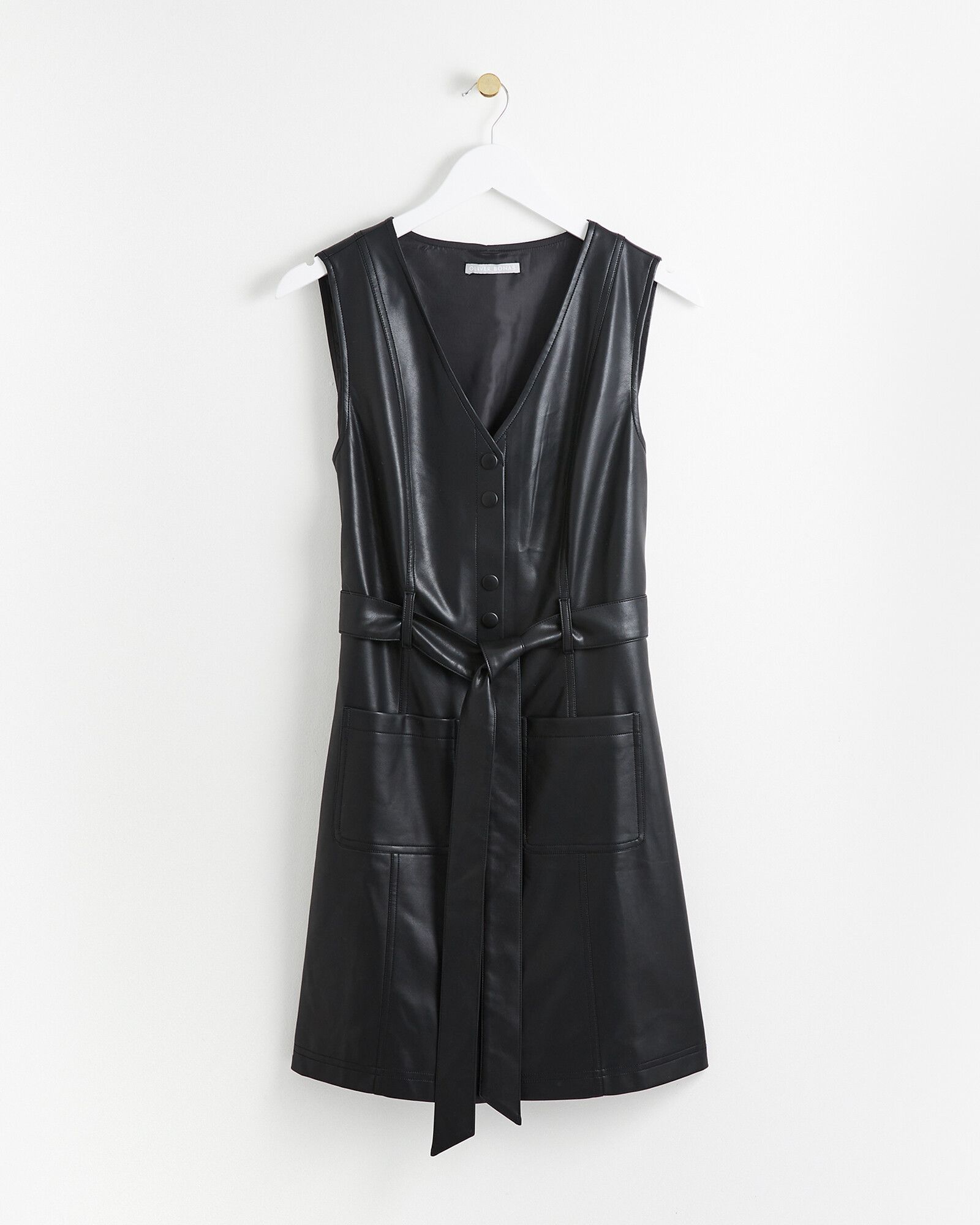 Black Pinafore Mini Dress | Oliver Bonas