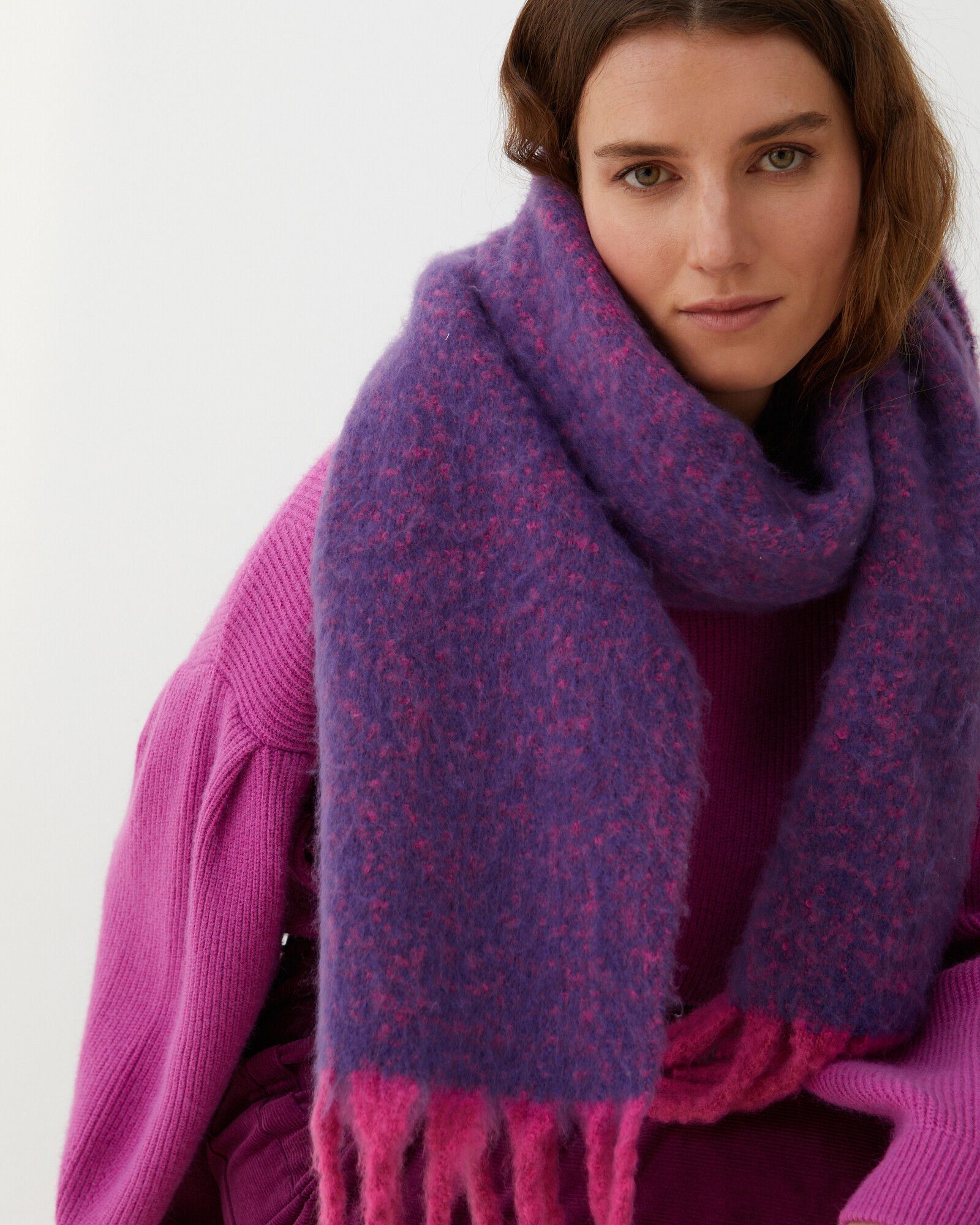 Speckled Brushed Purple & Pink Heavyweight Scarf | Oliver Bonas