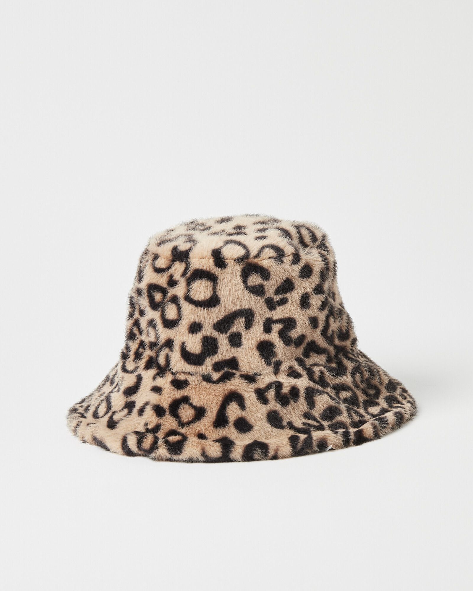 Animal Print Faux Fur Brown Bucket Hat | Oliver Bonas