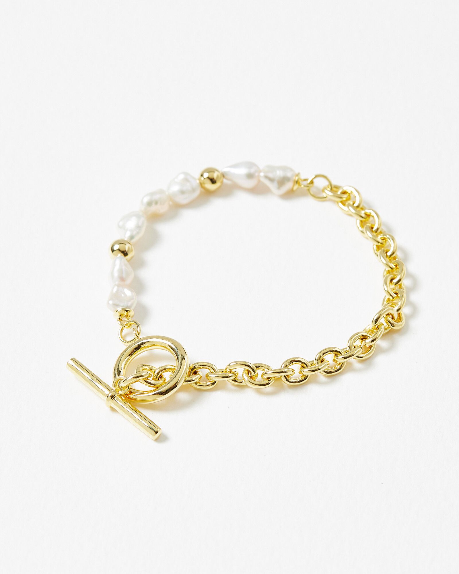 Layered Freshwater Pearl Bracelet 14K Yellow Gold Gold Filled on Brass