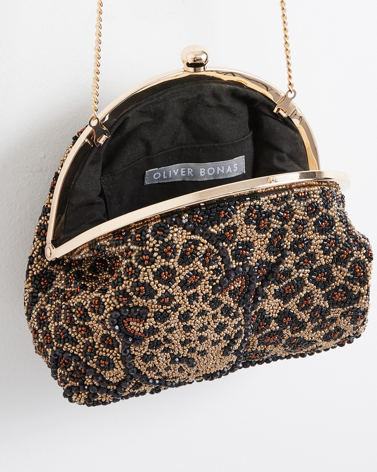 Floral Leopard Beaded top Bag