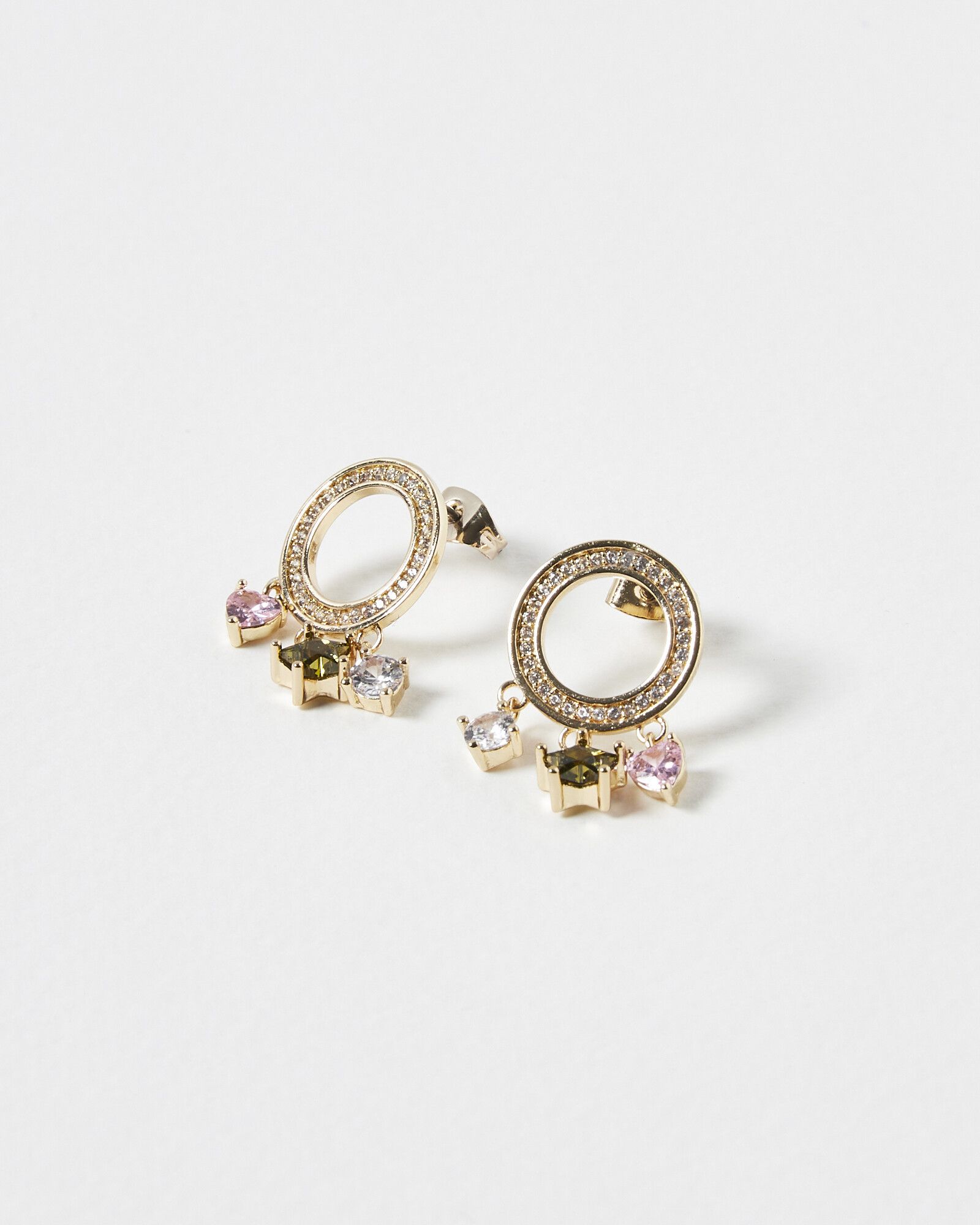 Ayla Circular Ring & Drop Charm Stud Earrings | Oliver Bonas