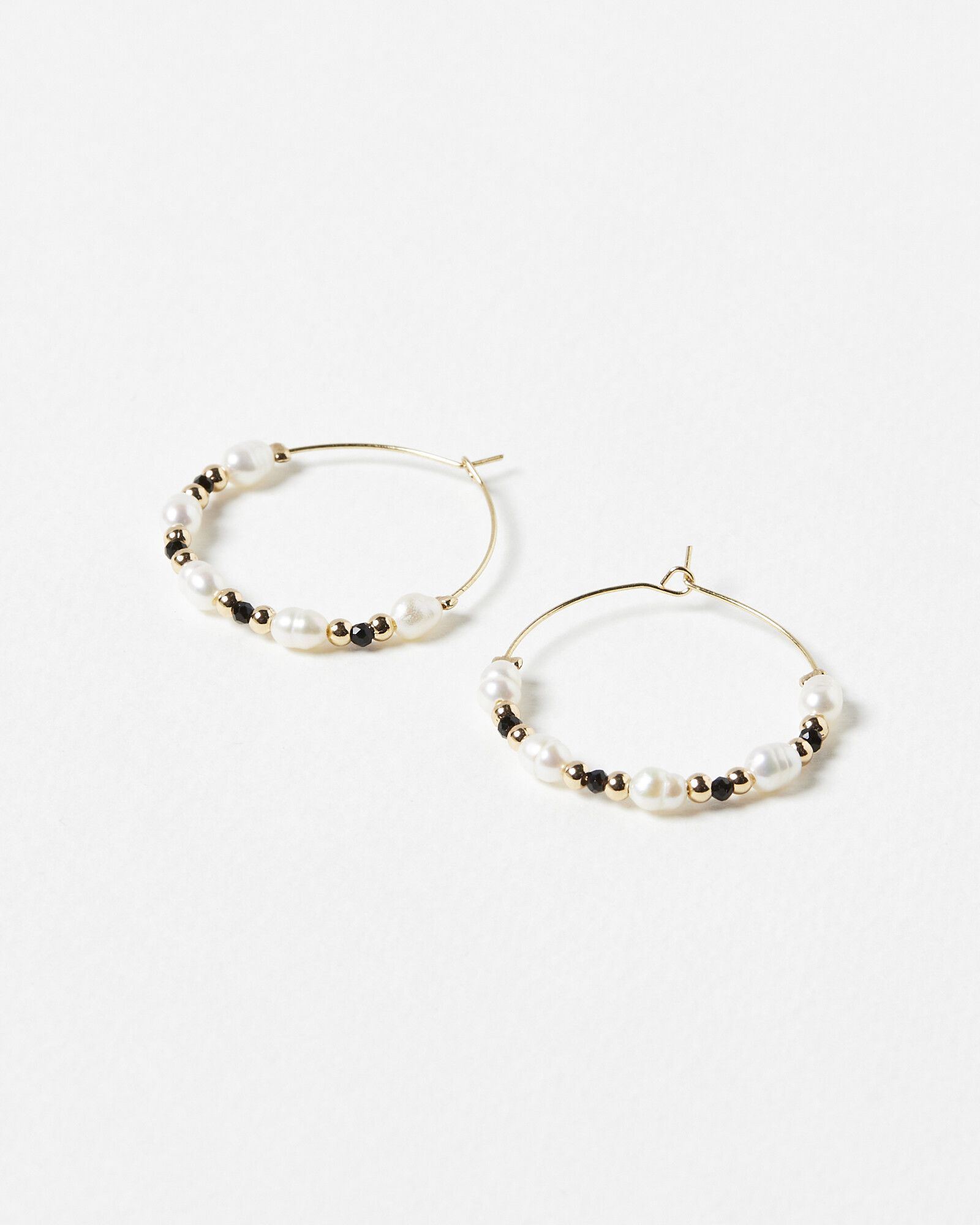 Jonah Faux Pearl & Bead Hoop Earrings | Oliver Bonas