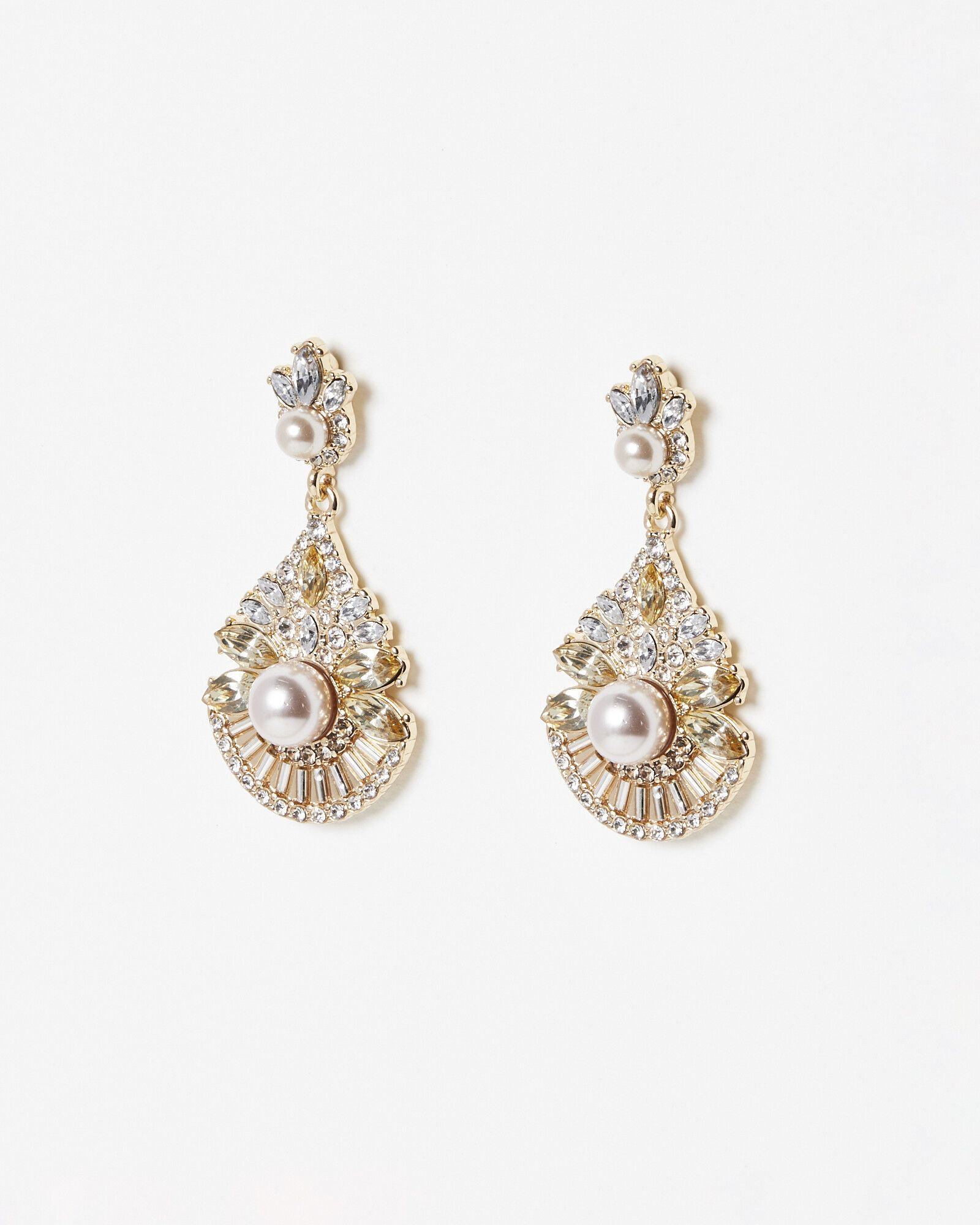 Heaven Teardrop Faux Pearl & Glass Drop Earrings | Oliver Bonas