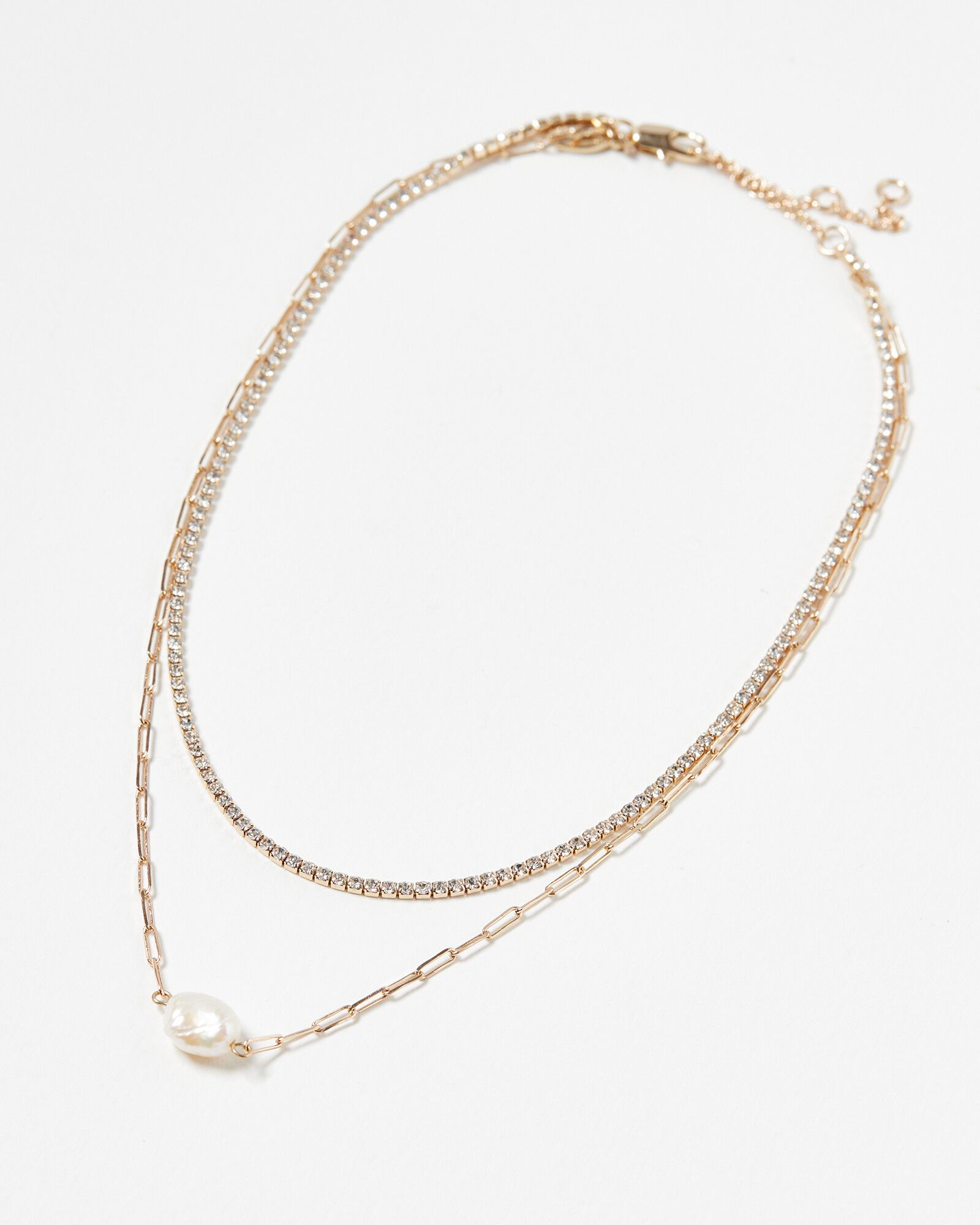 Leia Glass Inlay & Freshwater Pearl Double Row Necklace | Oliver Bonas