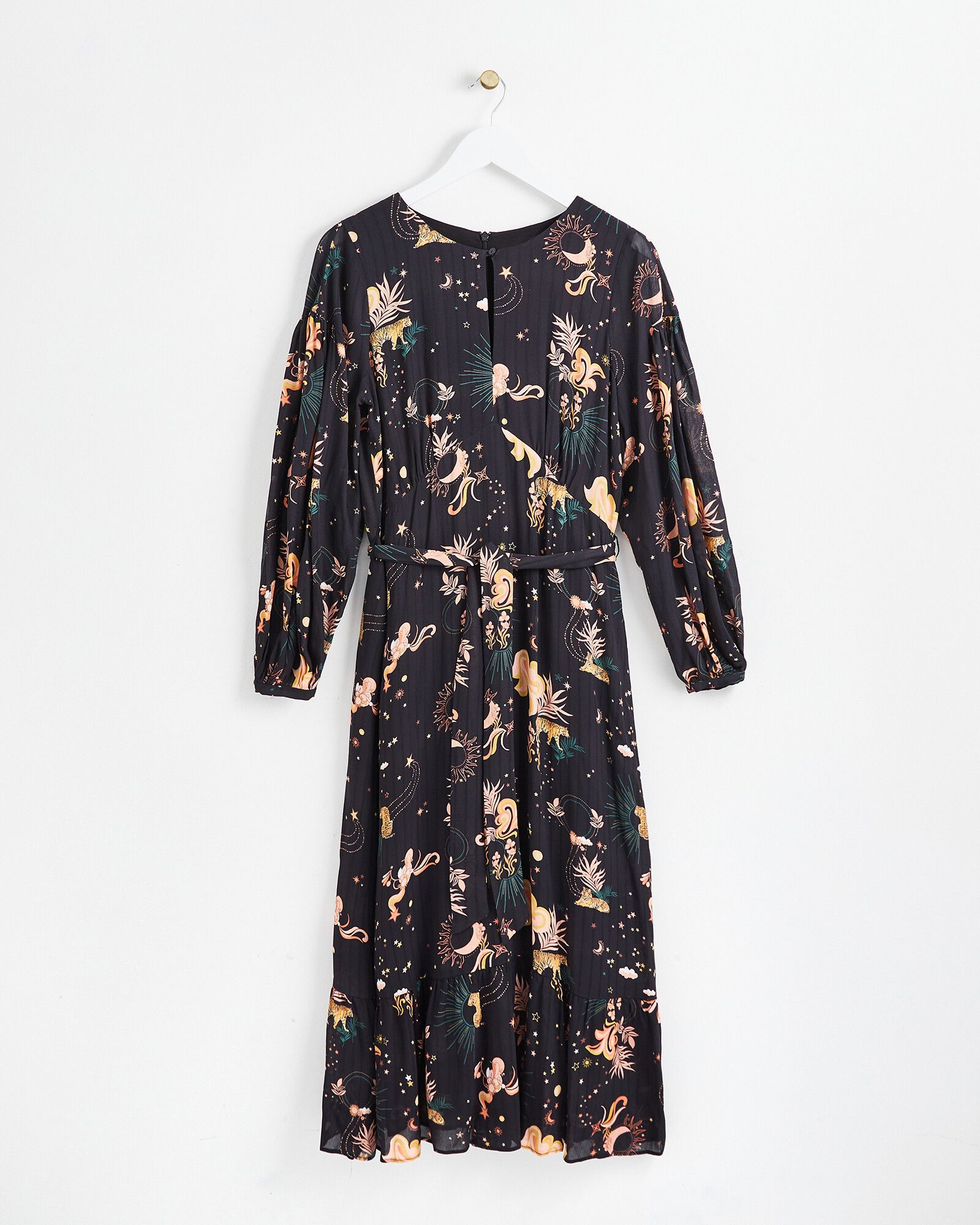 Tiger Print Black Midi Dress Oliver Bonas