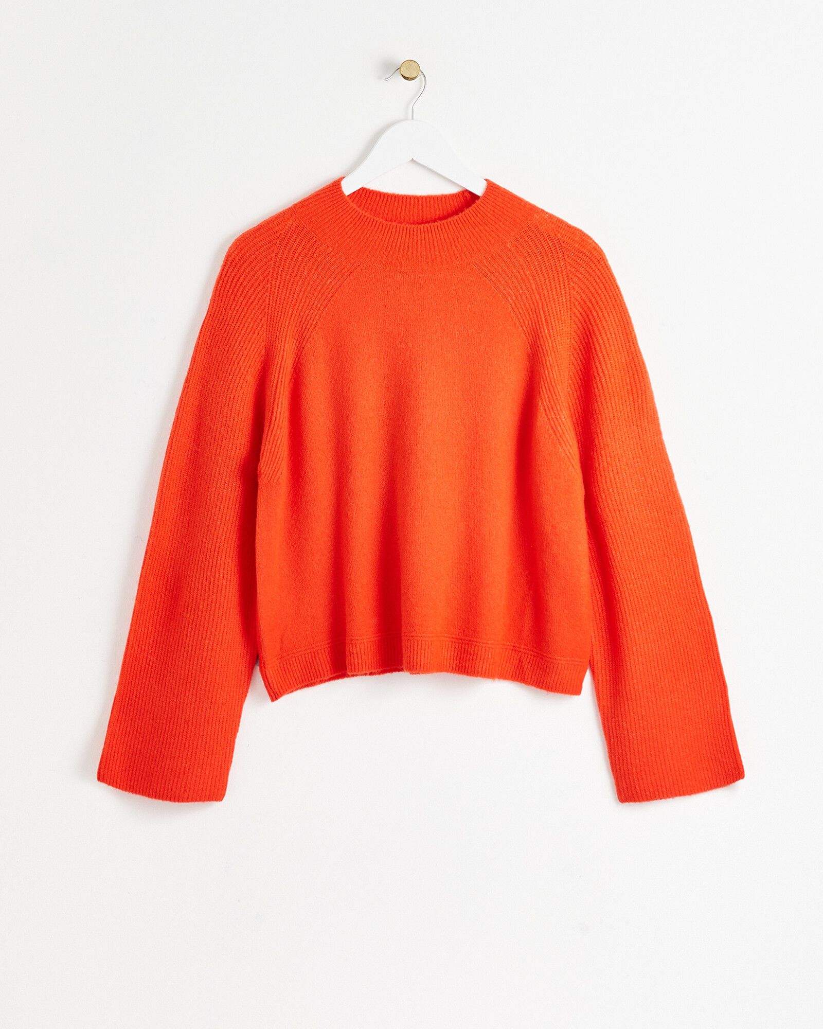 Funnel Neck Orange Knitted Jumper | Oliver Bonas