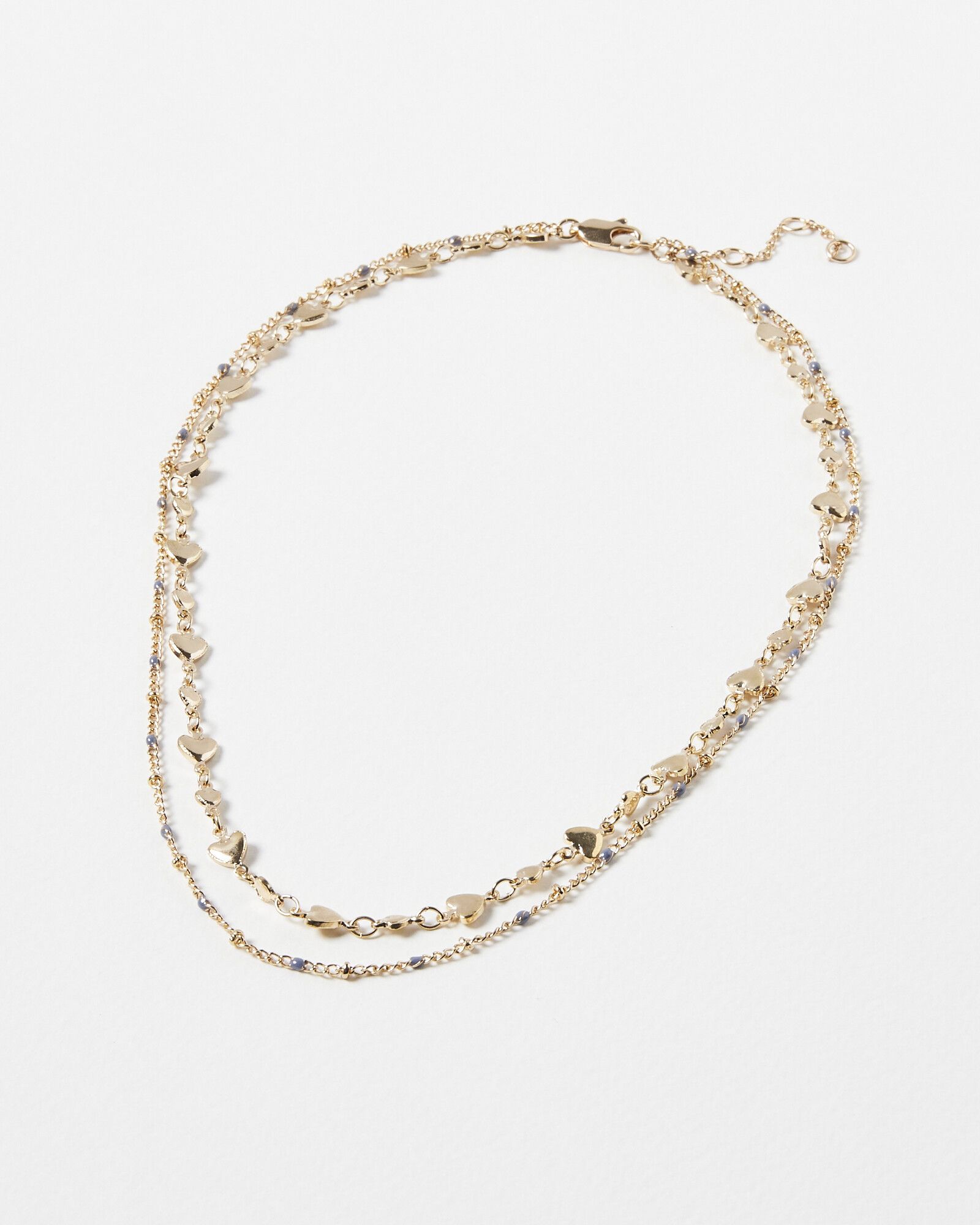 Lucille Double Row Mini Hearts & Chain Necklace | Oliver Bonas