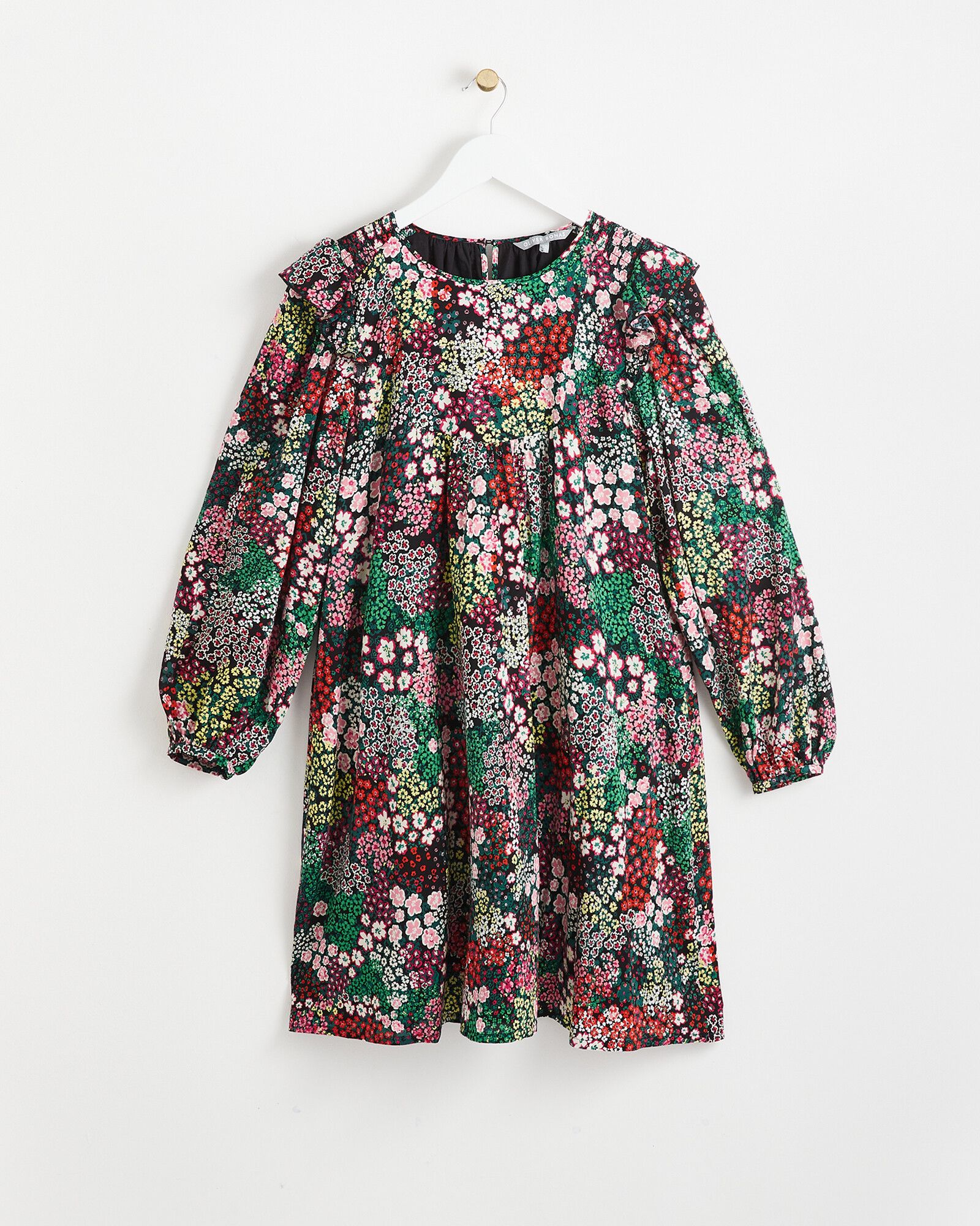 Patched Floral Green Mini Dress Oliver Bonas