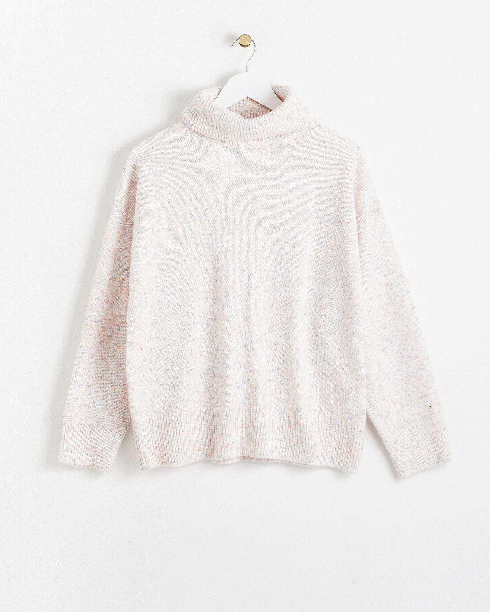 Speckled Roll Neck Pink Knitted Jumper | Oliver Bonas