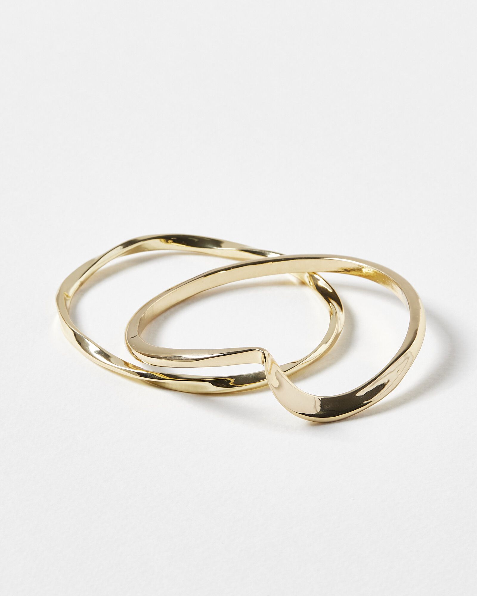 Renata Twisted Gold Bangles Pack Of Two | Oliver Bonas